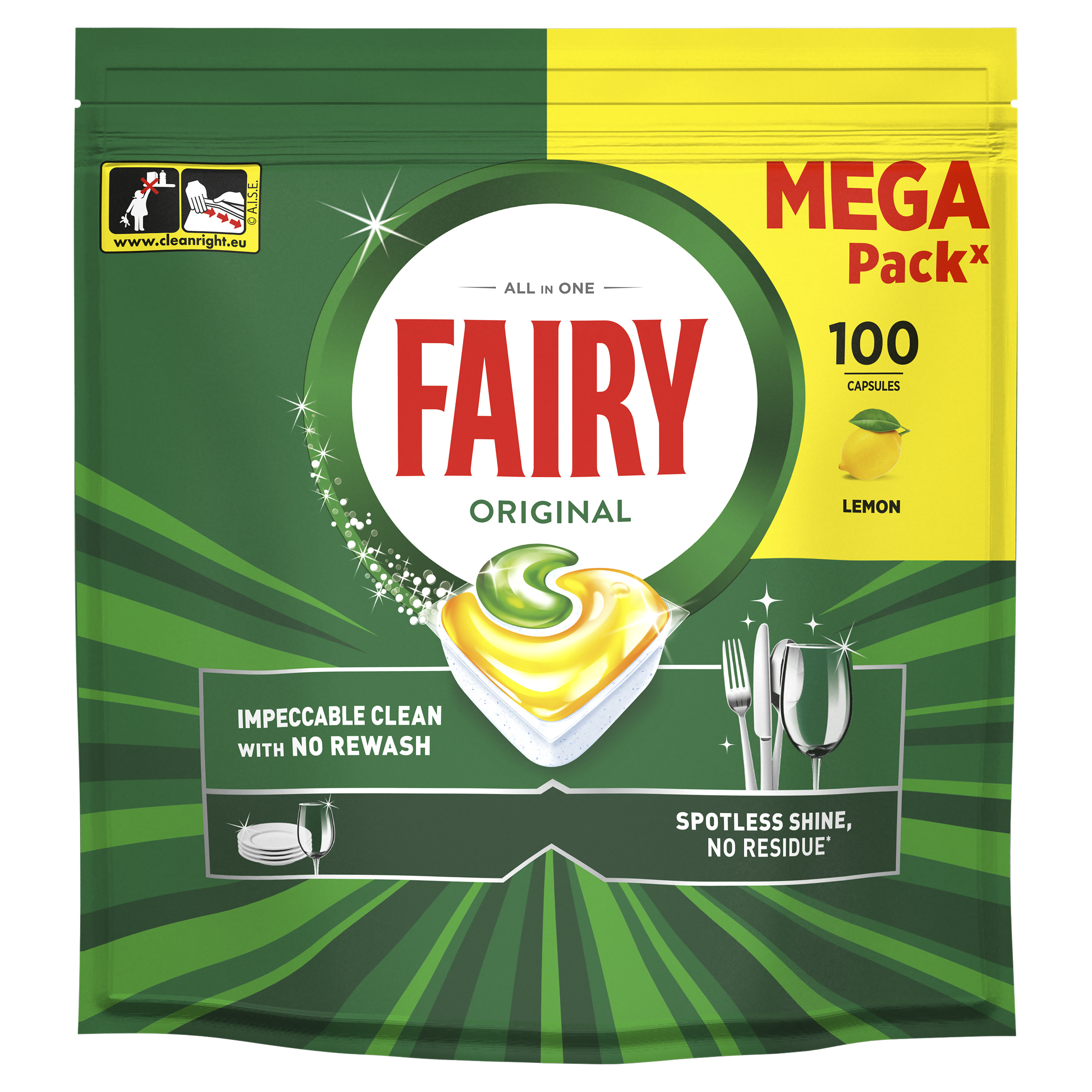 Fairy Original Cytryna Kapsułki Do Zmywarki All In One, 100 Tabletek
