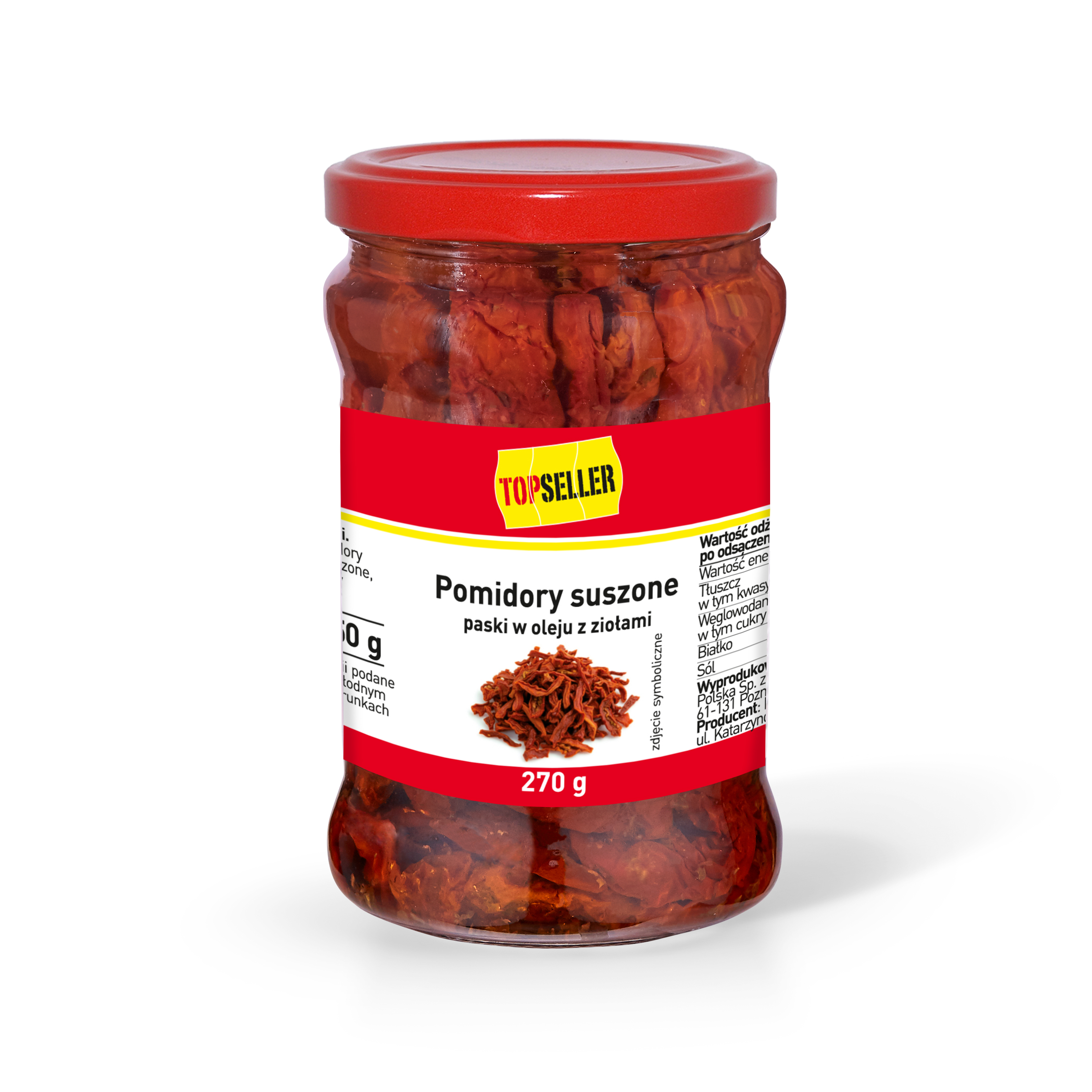 Topseller Pomidory Suszone Paski W Oleju Z Ziołami 270G/150G
