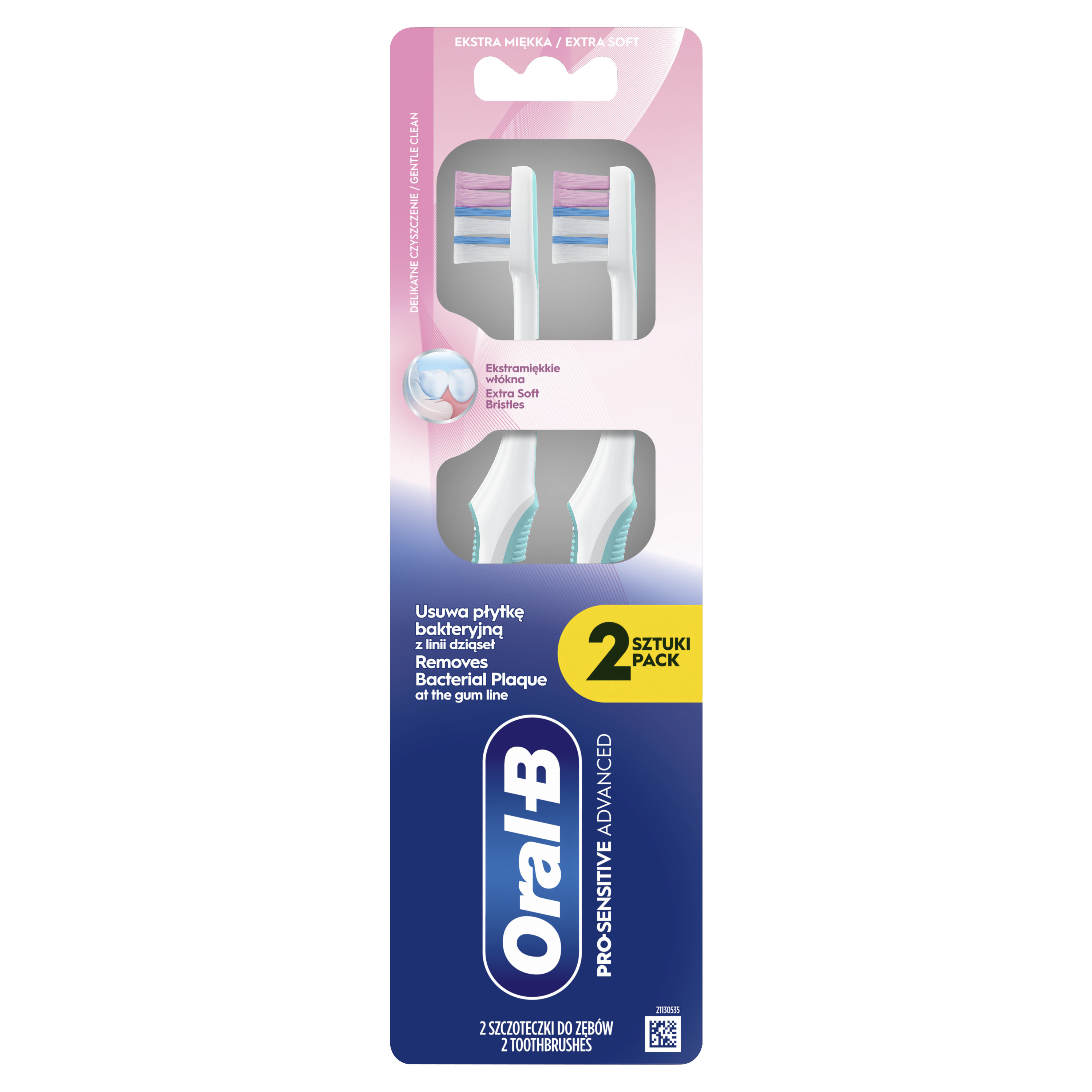 Oral-B Pro-Sensi Advanced Szczoteczka Do Zębów, Wyjątkowo Miękkie Włókna, 2 Sztuki