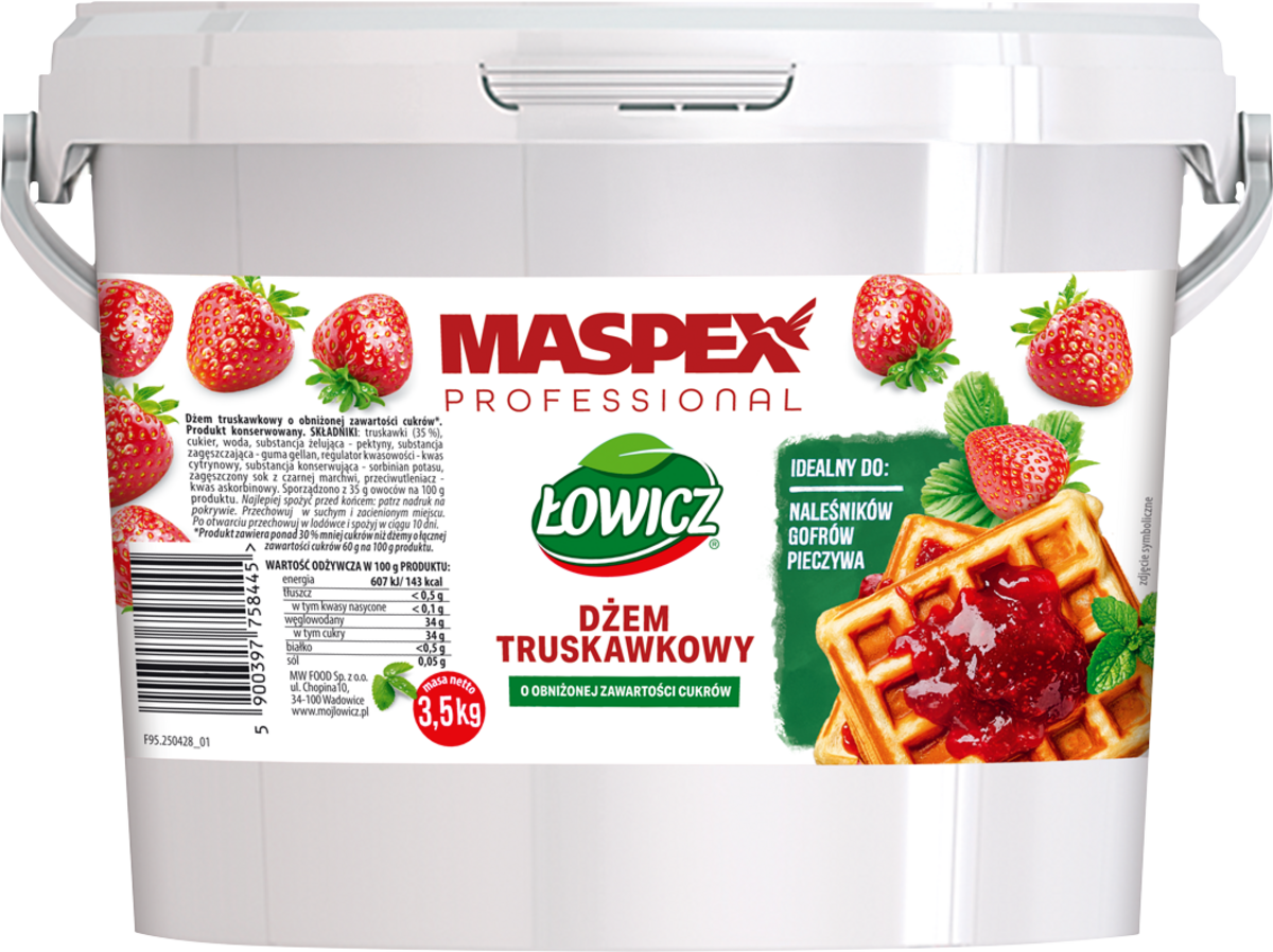 Łowicz Dżem Truskawkowy O Obniżonej Zawartości Cukrów 3,5 Kg