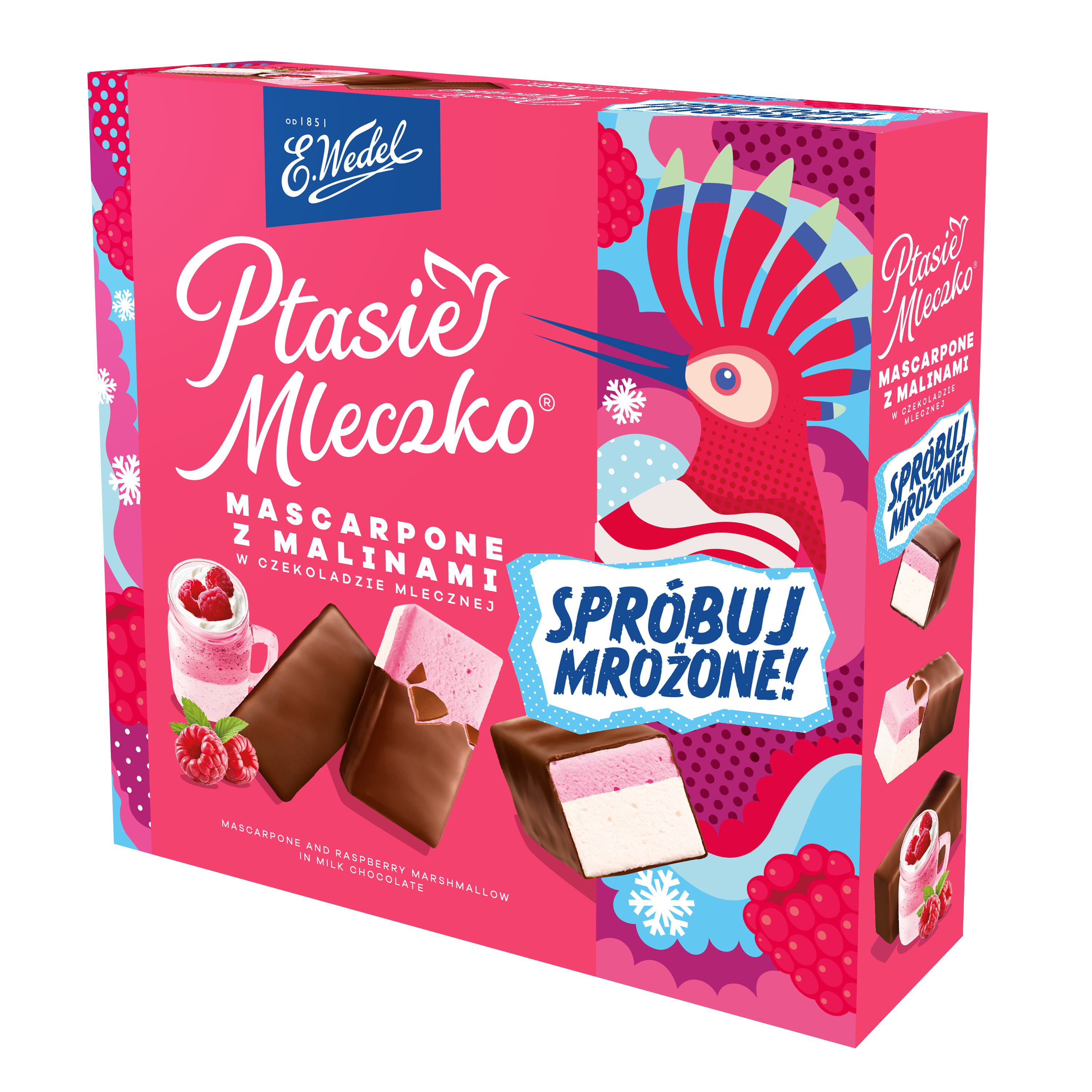E.Wedel Ptasie Mleczko® Mascarpone Z Malinami W Czekoladzie Mlecznej 340G