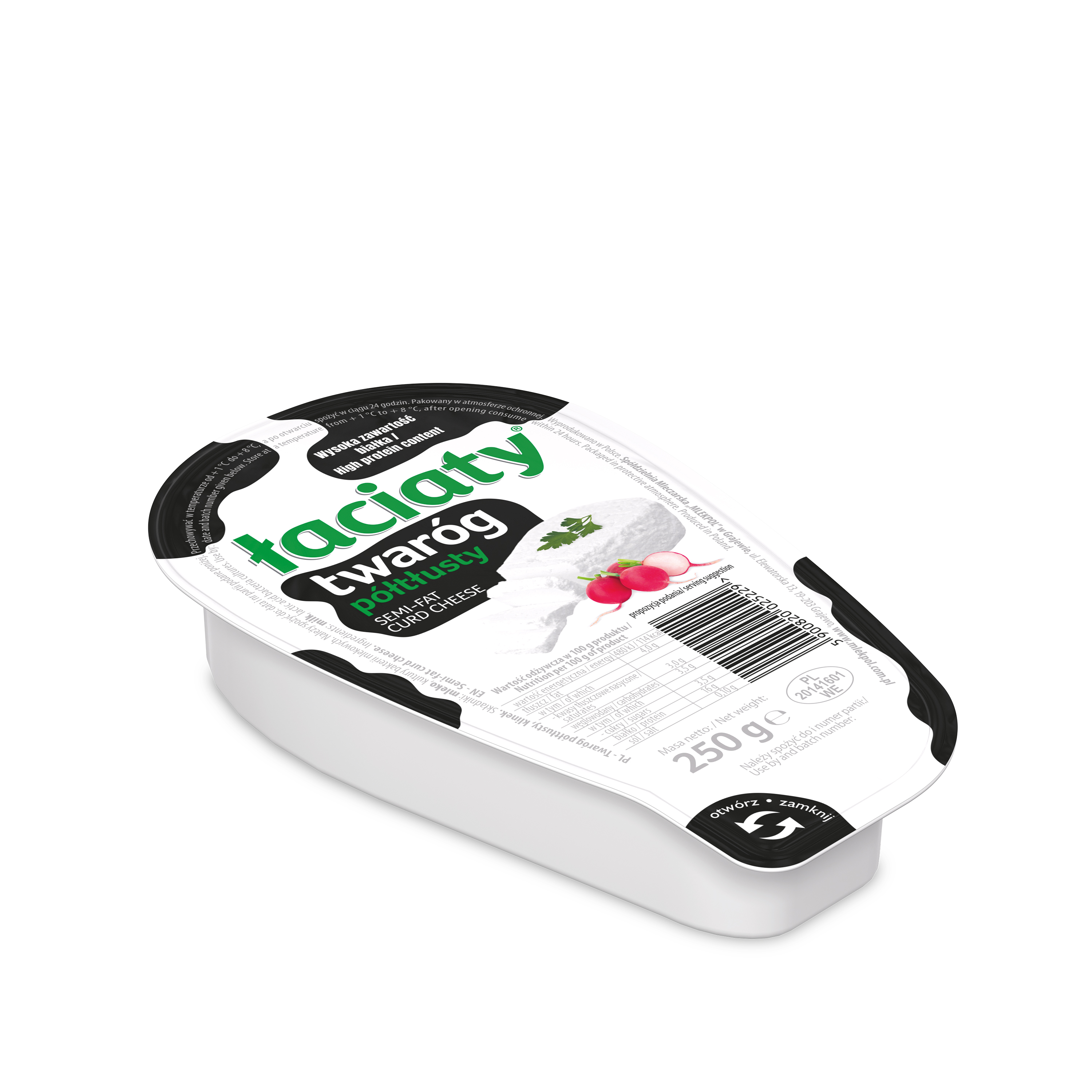Twaróg Łaciaty Klinek Półtłusty 250G