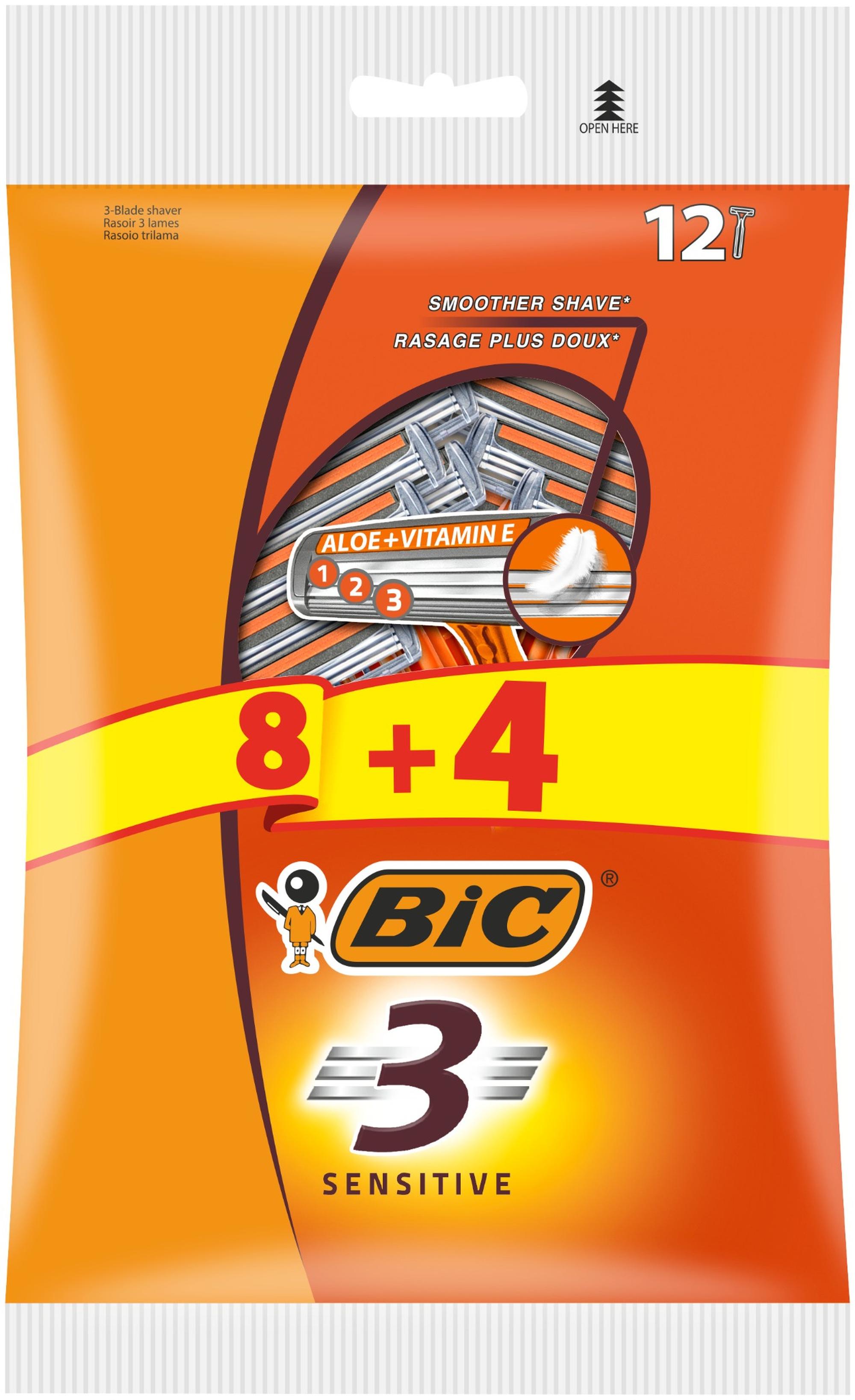 Bic 3 Sensitive Maszynka Do Golenia Pouch 8+4 Szt.