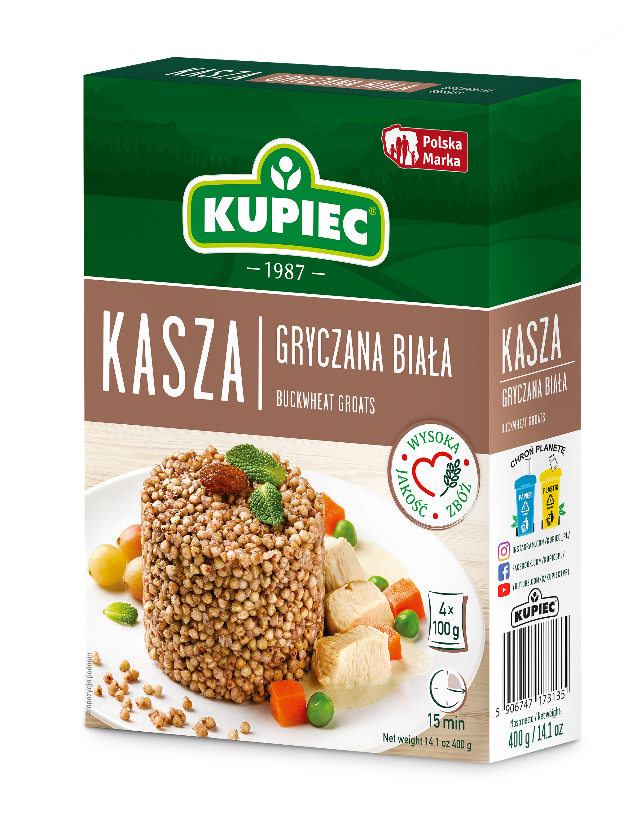 Kupiec Kasza Gryczana Biała 4X100 G