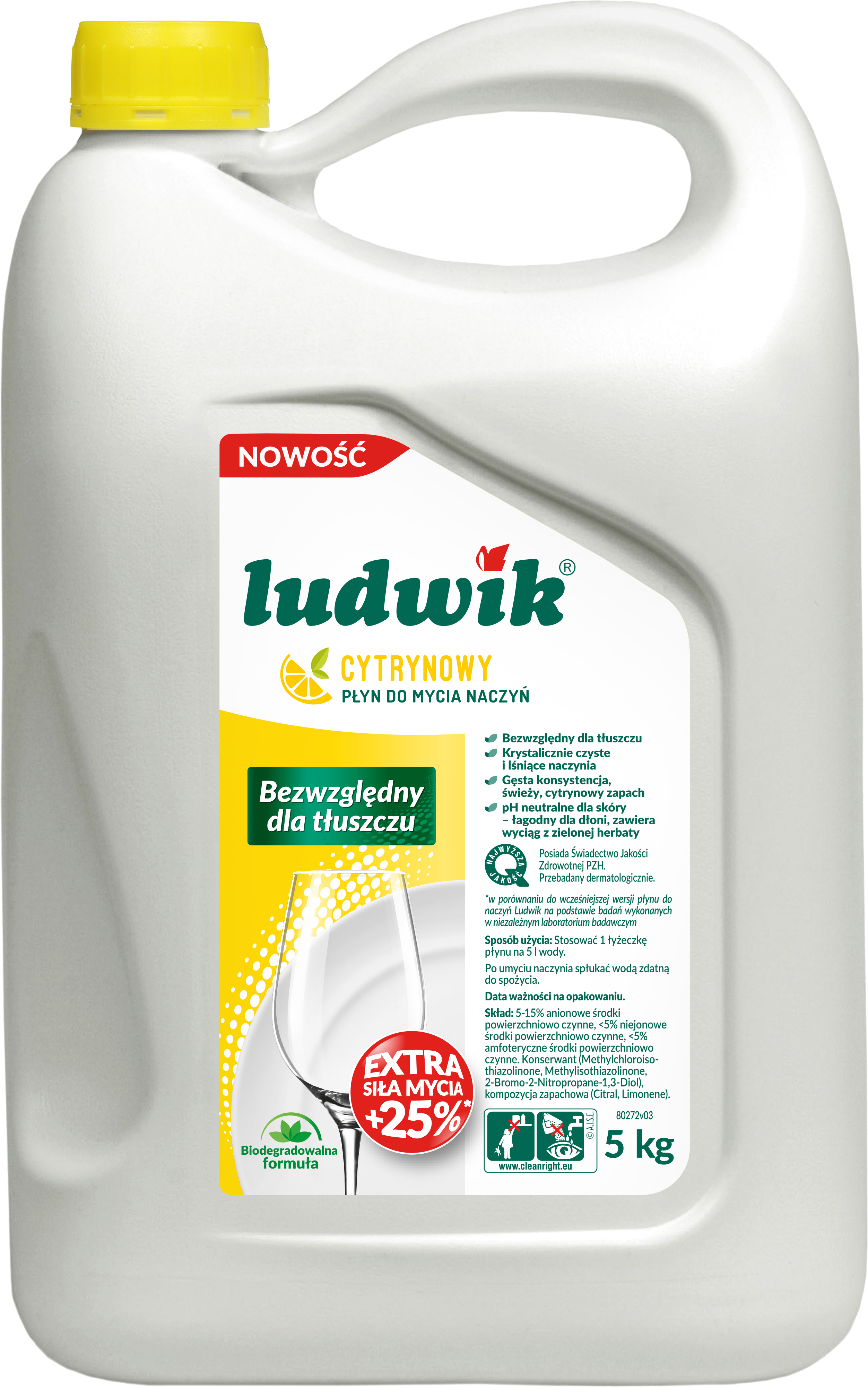 Ludwik Płyn Do Mycia Naczyń 5Kg - Cytryna