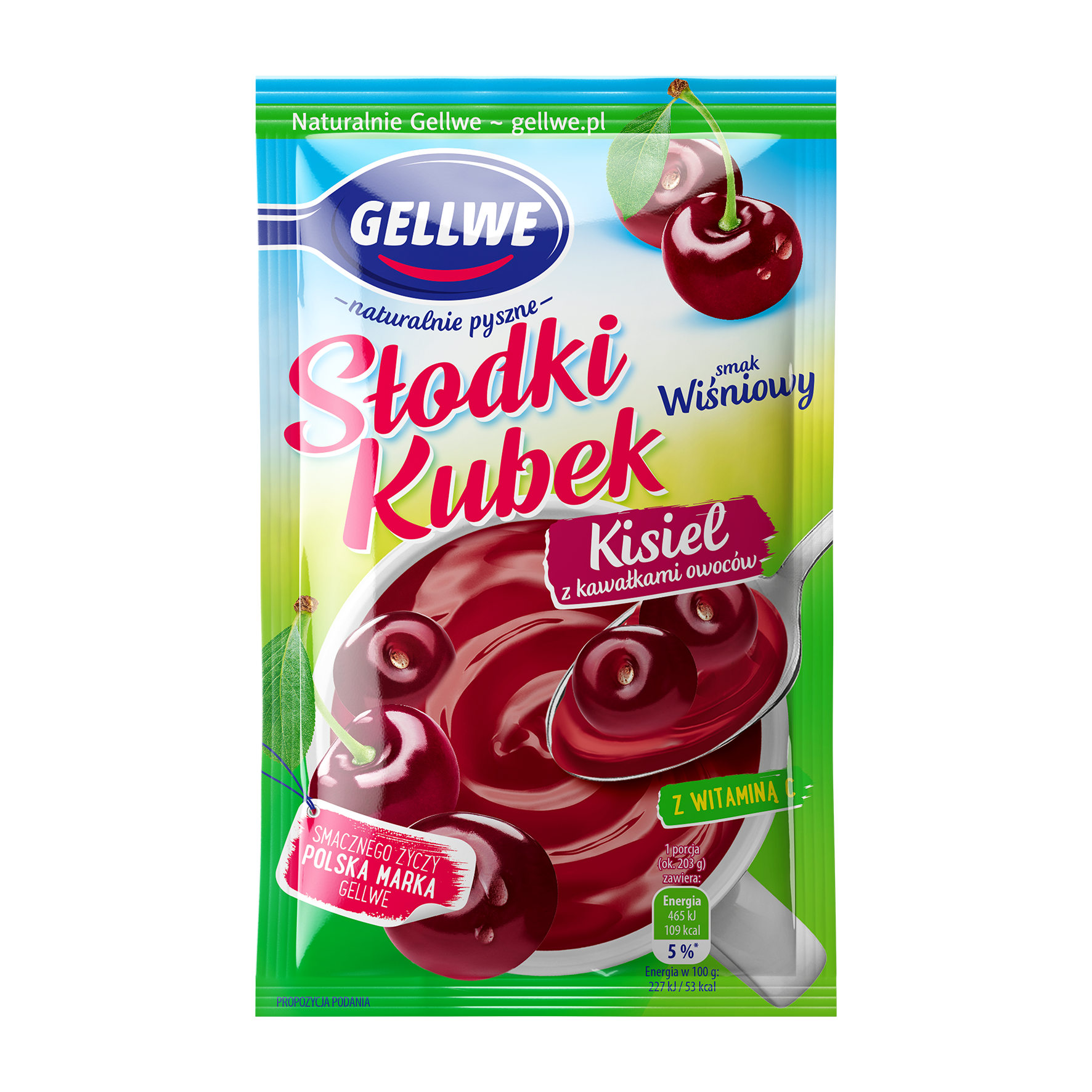 Gellwe Kisiel Słodki Kubek Wiśnia Z Owocami 28G