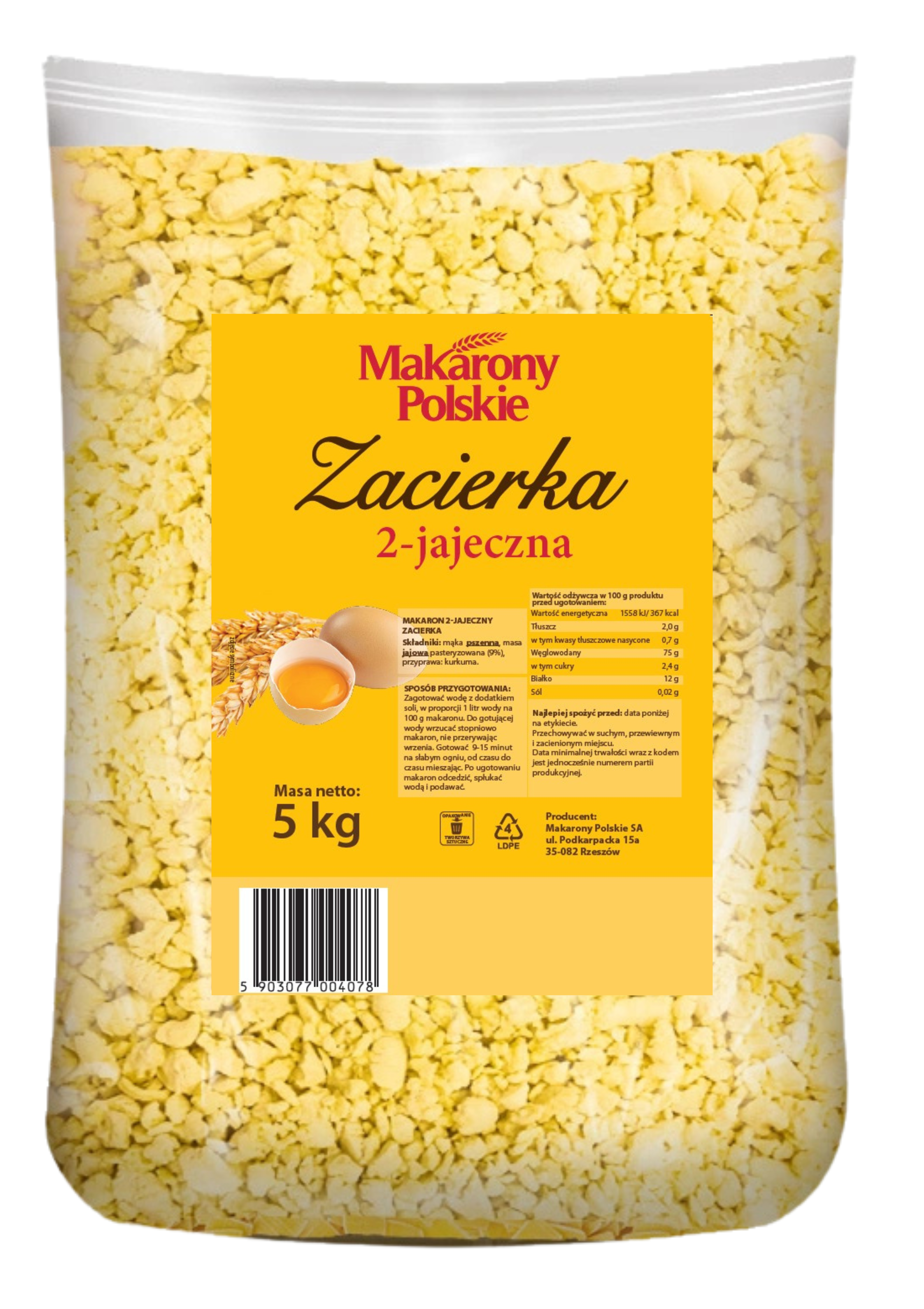 Makaron Makarony Polskie Catering Zacierka 2-Jajeczna 5000G