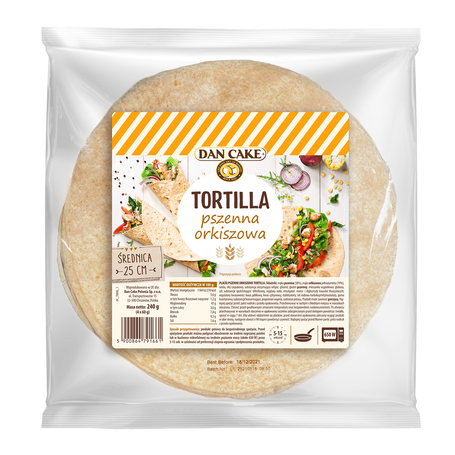 Dc Tortilla Pszenna Orkiszowa 240G ⌀25 Cm