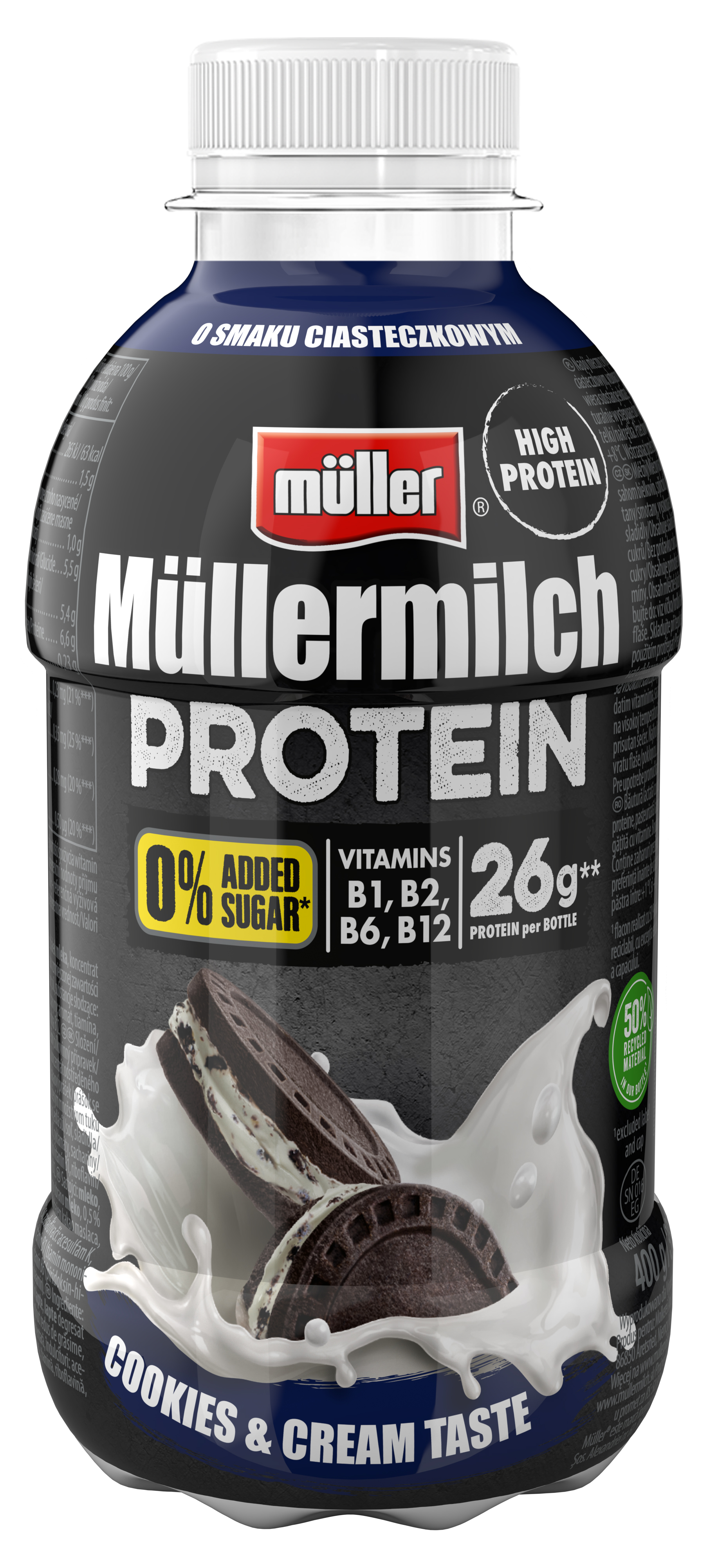 Müllermilch Protein Zero Napój Mleczny Cookies-Cream 400G