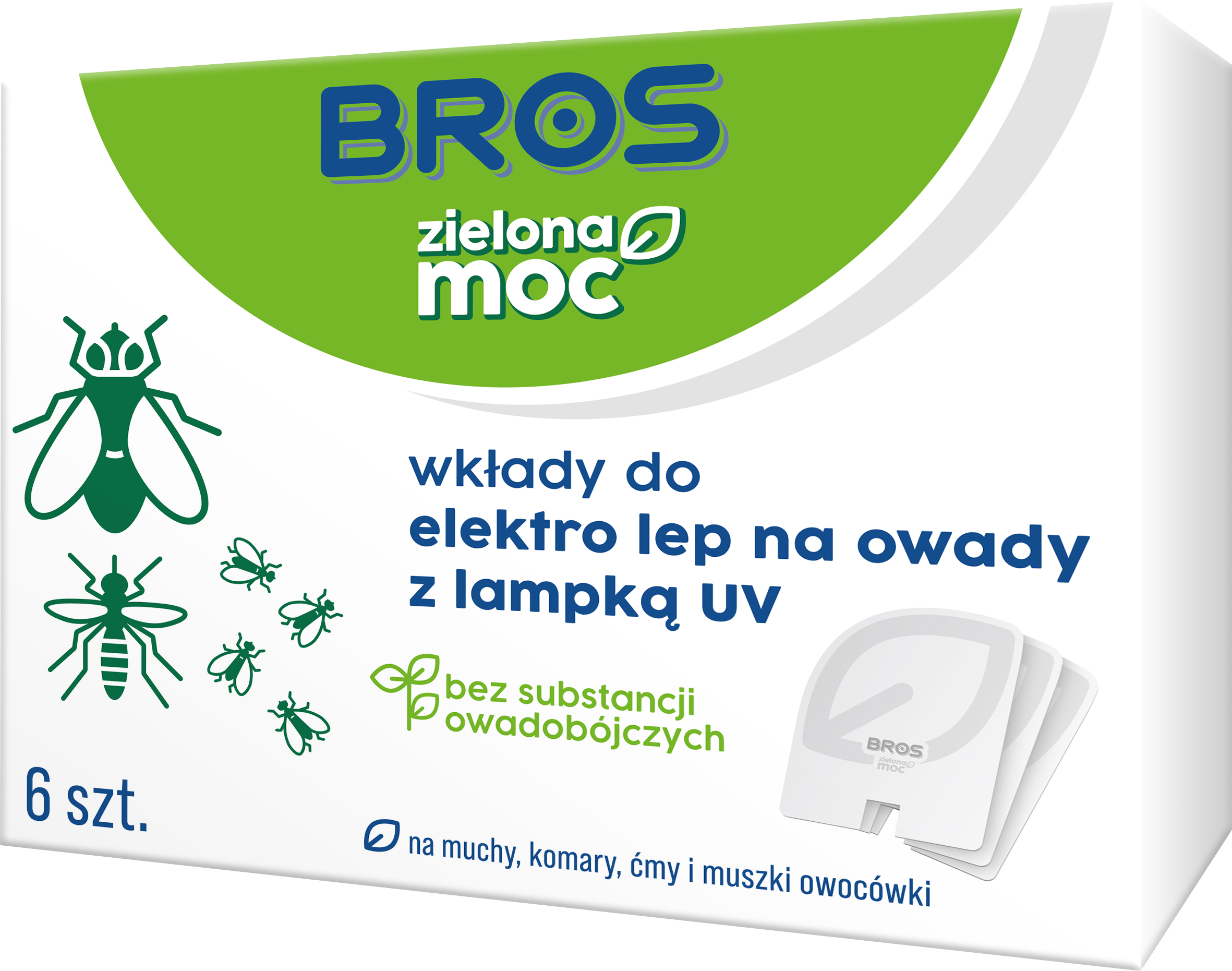 Bros - Zielona Moc Wkłady Do Elektro Lep Na Owady Z Lampką Uv 6Szt Fsc Mix