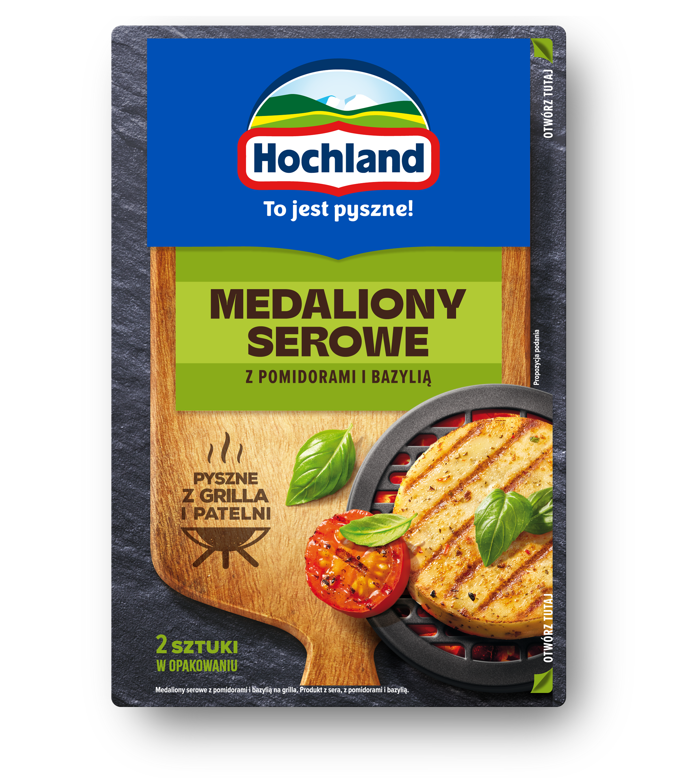 Hochland Grillowy. Medaliony Serowe Z Pomidorami I Bazylią Na Grilla. 2 X 60 G