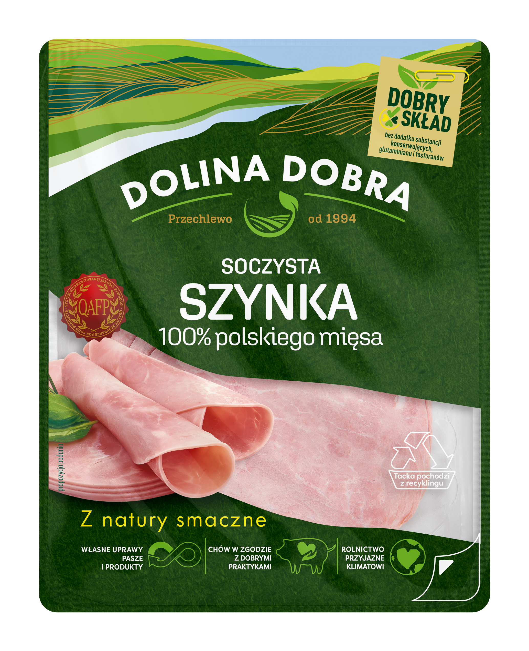 Szynka 100% Mięsa Bez Konserwantów W Plastrach 100 G Dolina Dobra