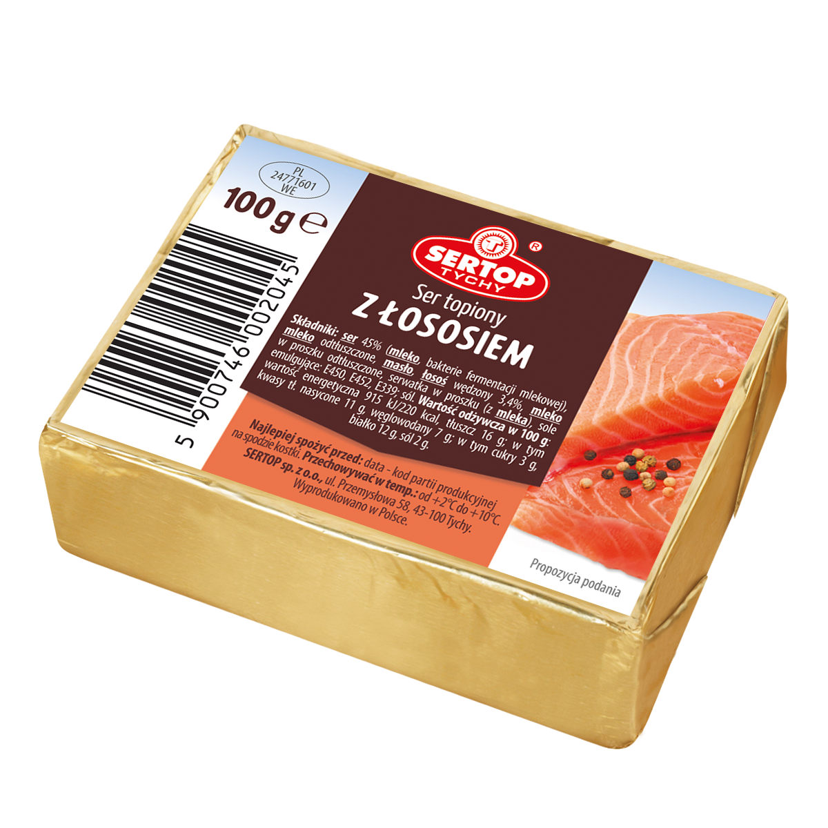 Ser Topiony Z Łososiem Kostka Sertop 100 G