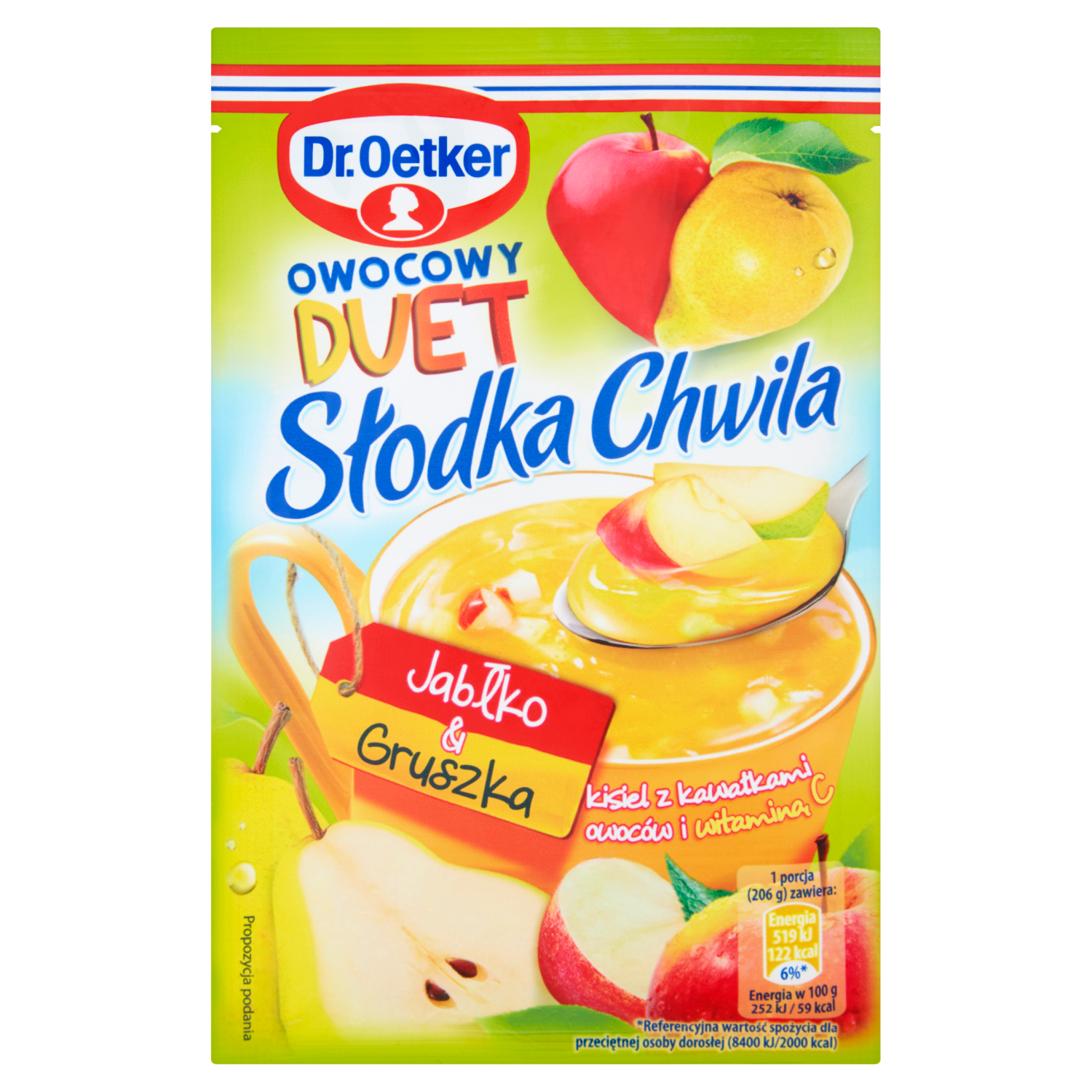 Dr. Oetker Słodka Chwila Owocowy Duet Jabłko-Gruszka Kisiel Z Kawałkami Owoców 31,5 G