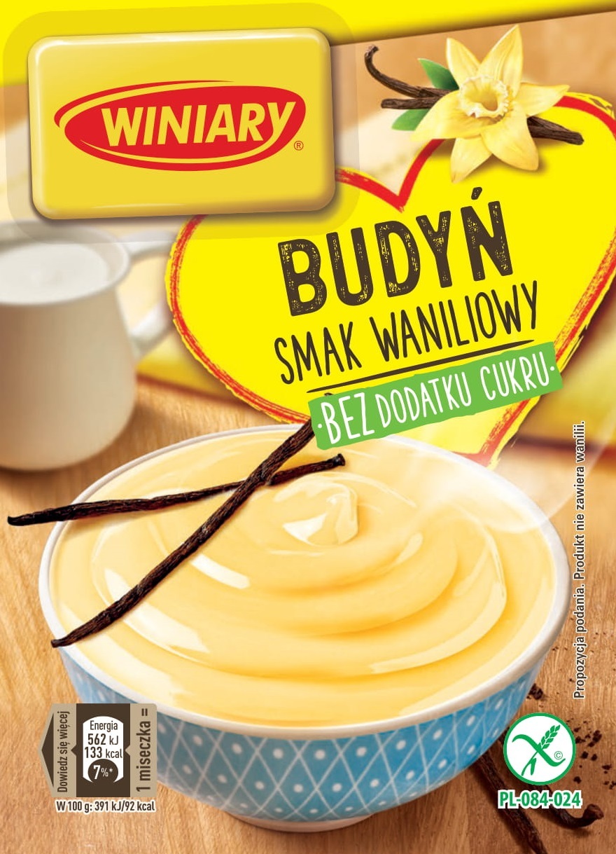 Winiary Budyń Bez Dodatku Cukru Smak Waniliowy 35G