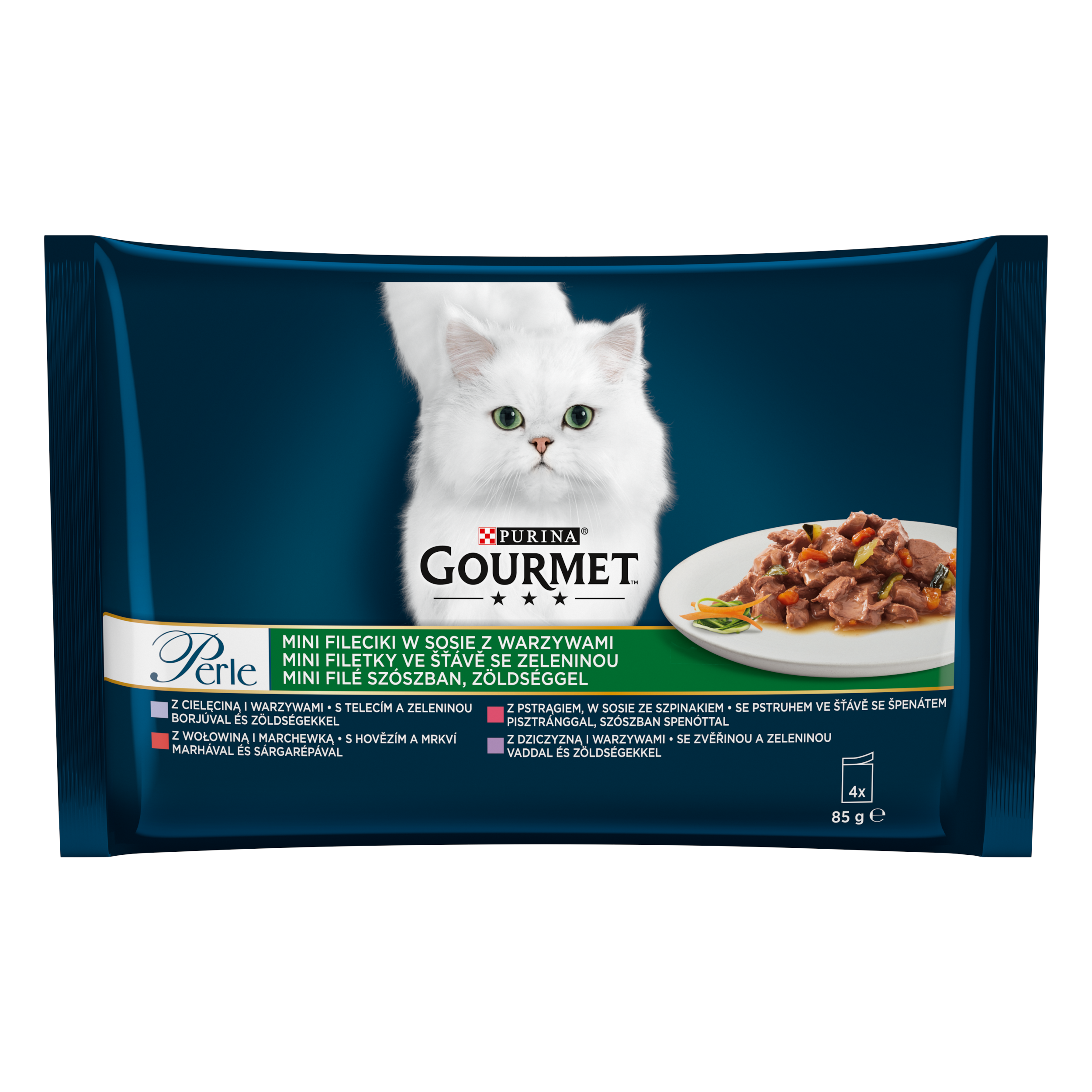 Gourmet Perle Cielęcina, Wołowina, Dziczyzna, Pstrąg Z Warzywami 4X85G