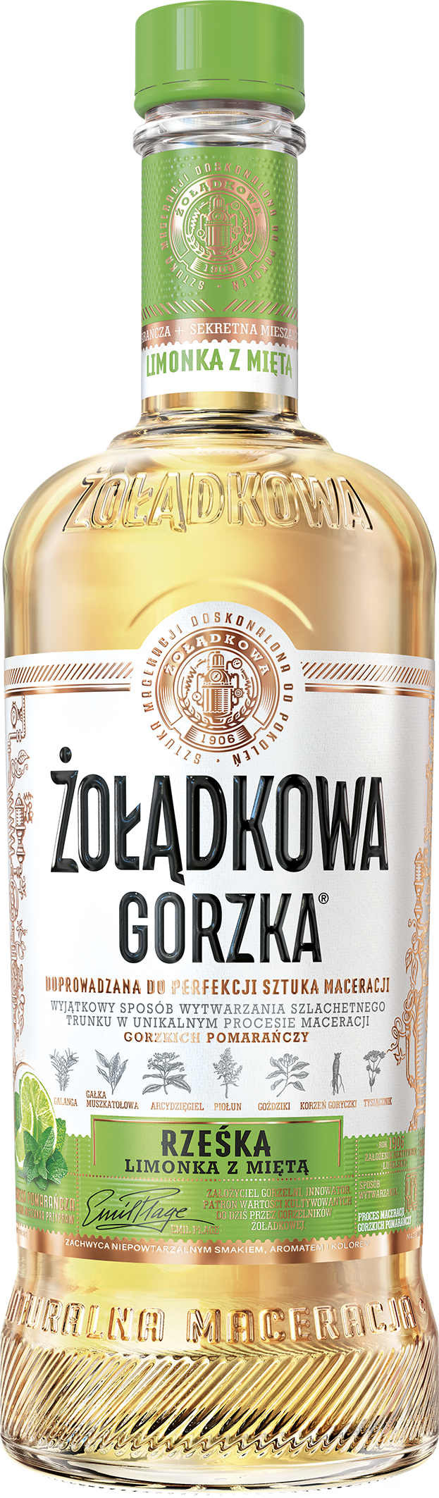Żołądkowa Gorzka Rześka Limonka Z Miętą 500 Ml 25%
