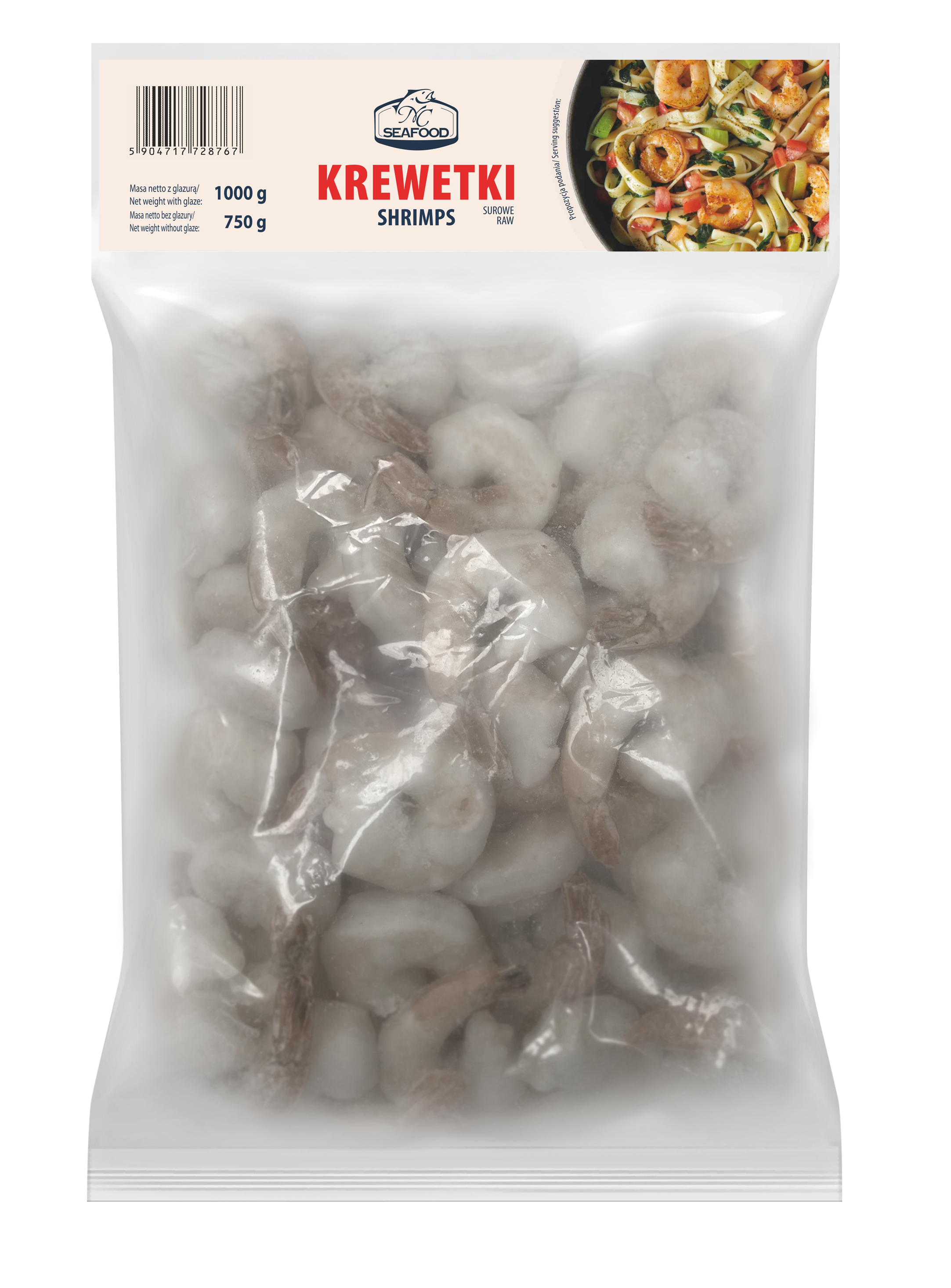 Krewetka Biała Vannamei Surowa, Obrana Z Ogonem, 16-20 Szt/Lb 25% Glazury, 1Kg/0,75Kg Nord Capital