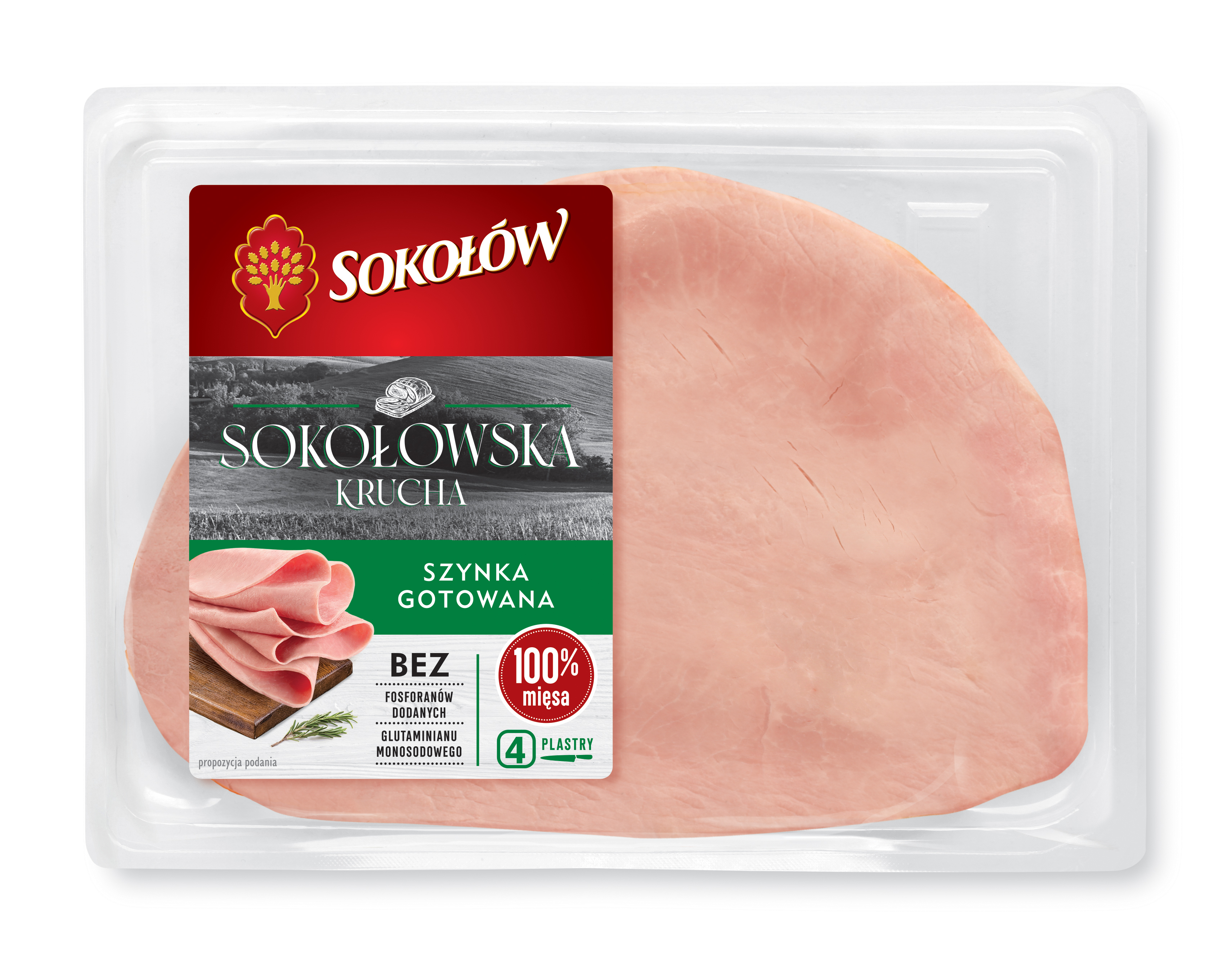 Sokołowska Krucha Szynka Gotowana Plastry 160G Sokołów