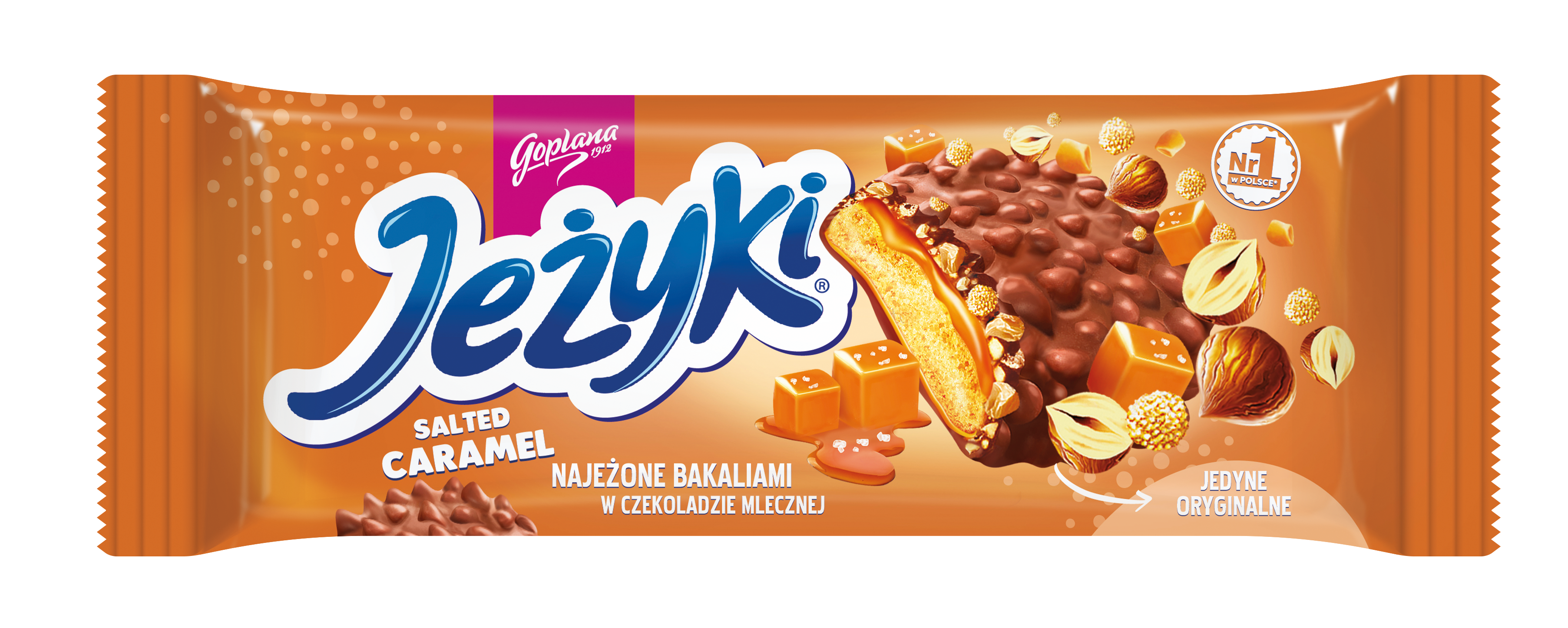 Jeżyki Orzech I Słony Karmel Ciastka W Czekoladzie Mlecznej 140G