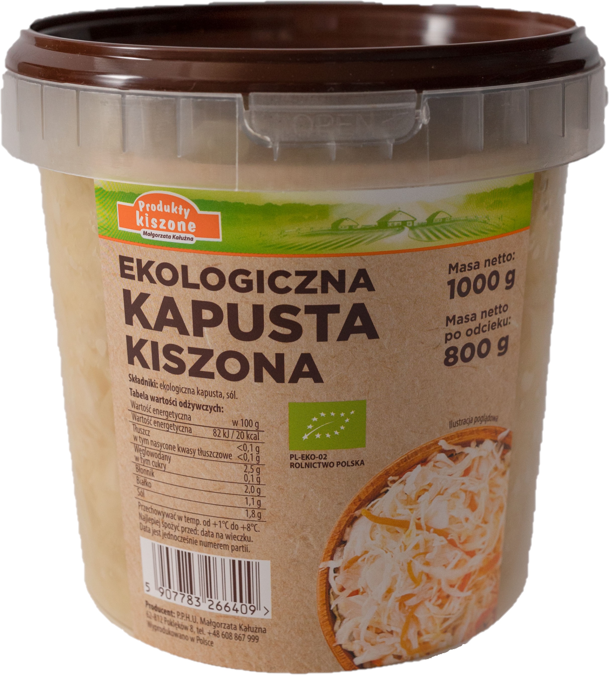 Ekologiczna Kapusta Kiszona Polska 1Kg Małgorzata Kałużna