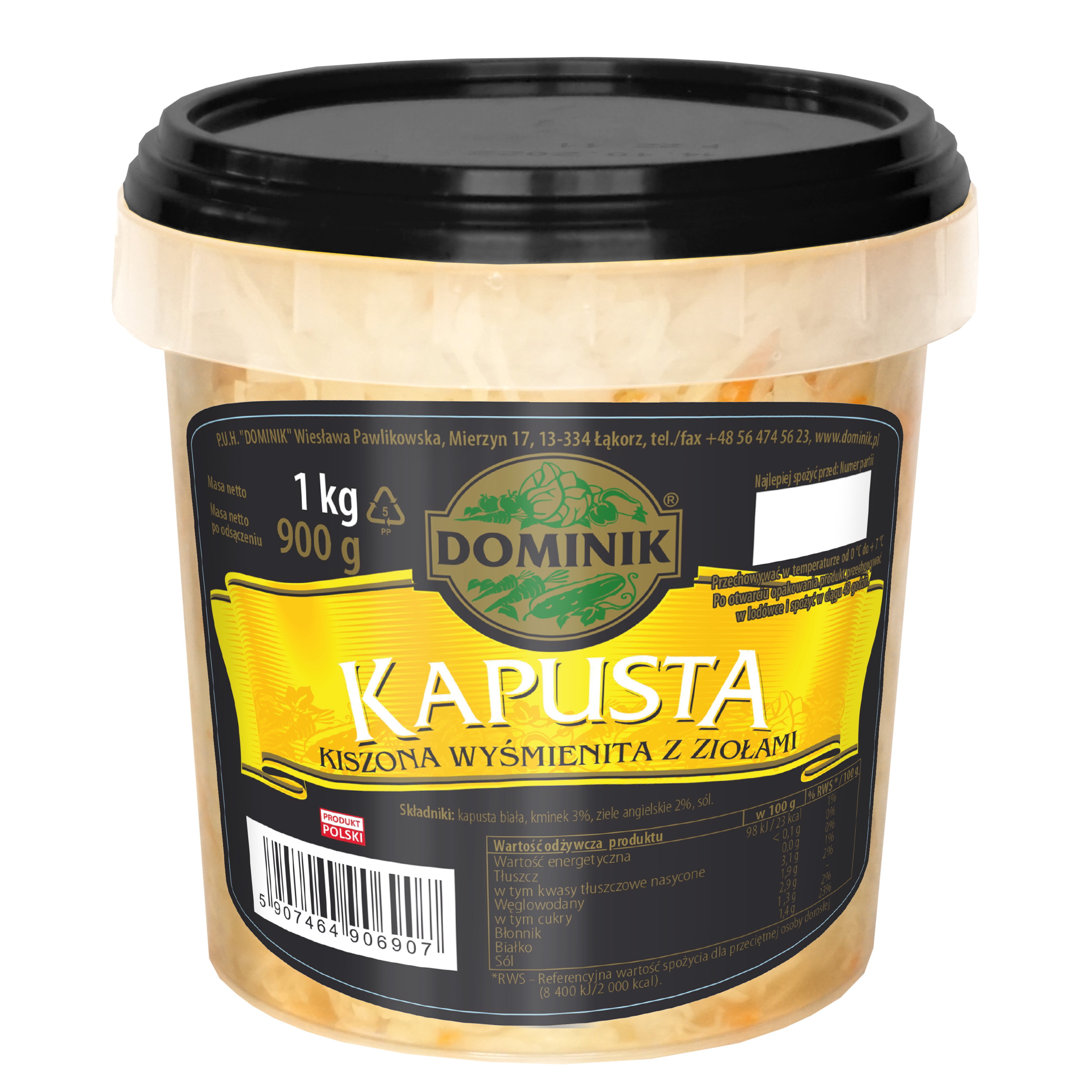 Kapusta Kiszona Wyśmienita Z Ziołami Polska 1Kg Dominik