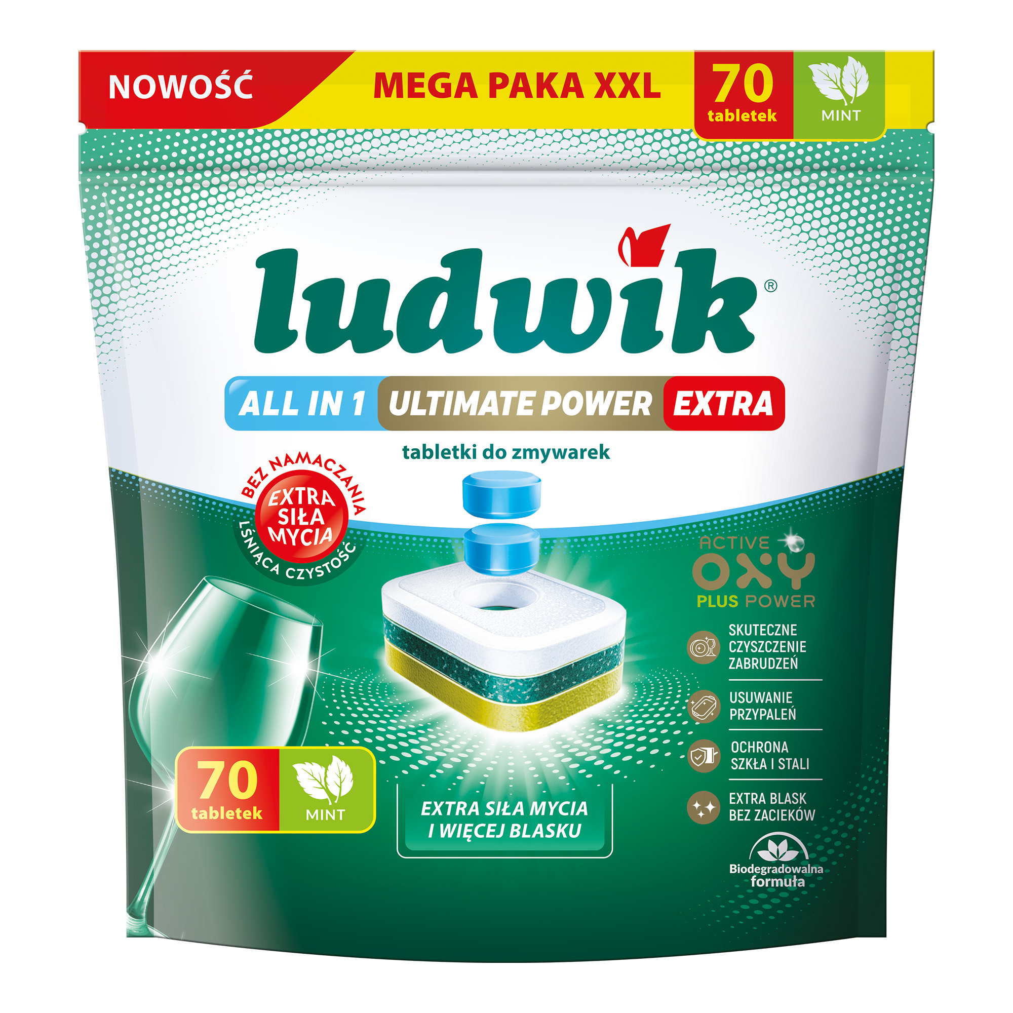 Ludwik Tabletki Do Zmywarek All In 1 Ultimate Power Extra 70 Szt. Mint