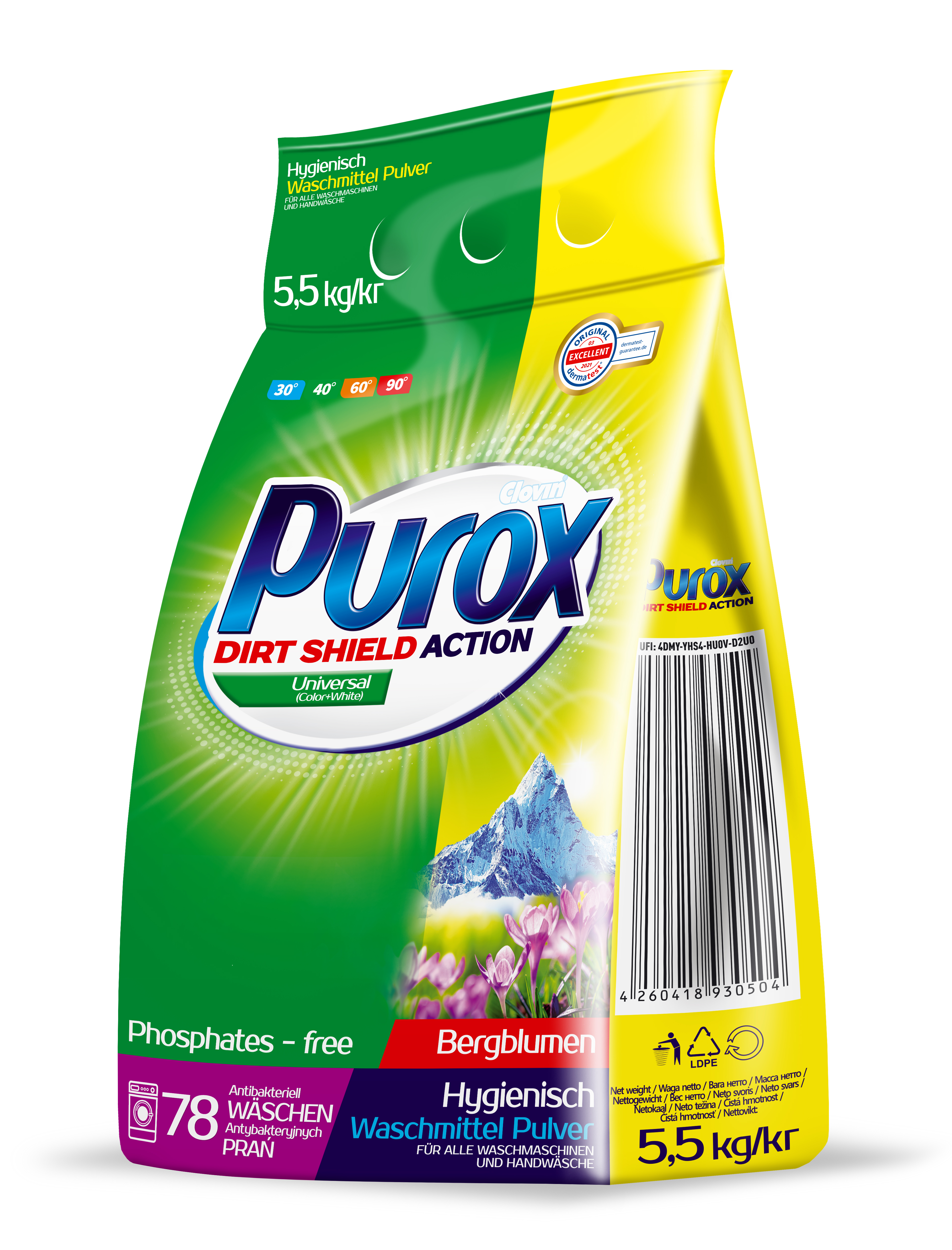 Purox Dirt Shield Action Universal Color + White 5,5Kg