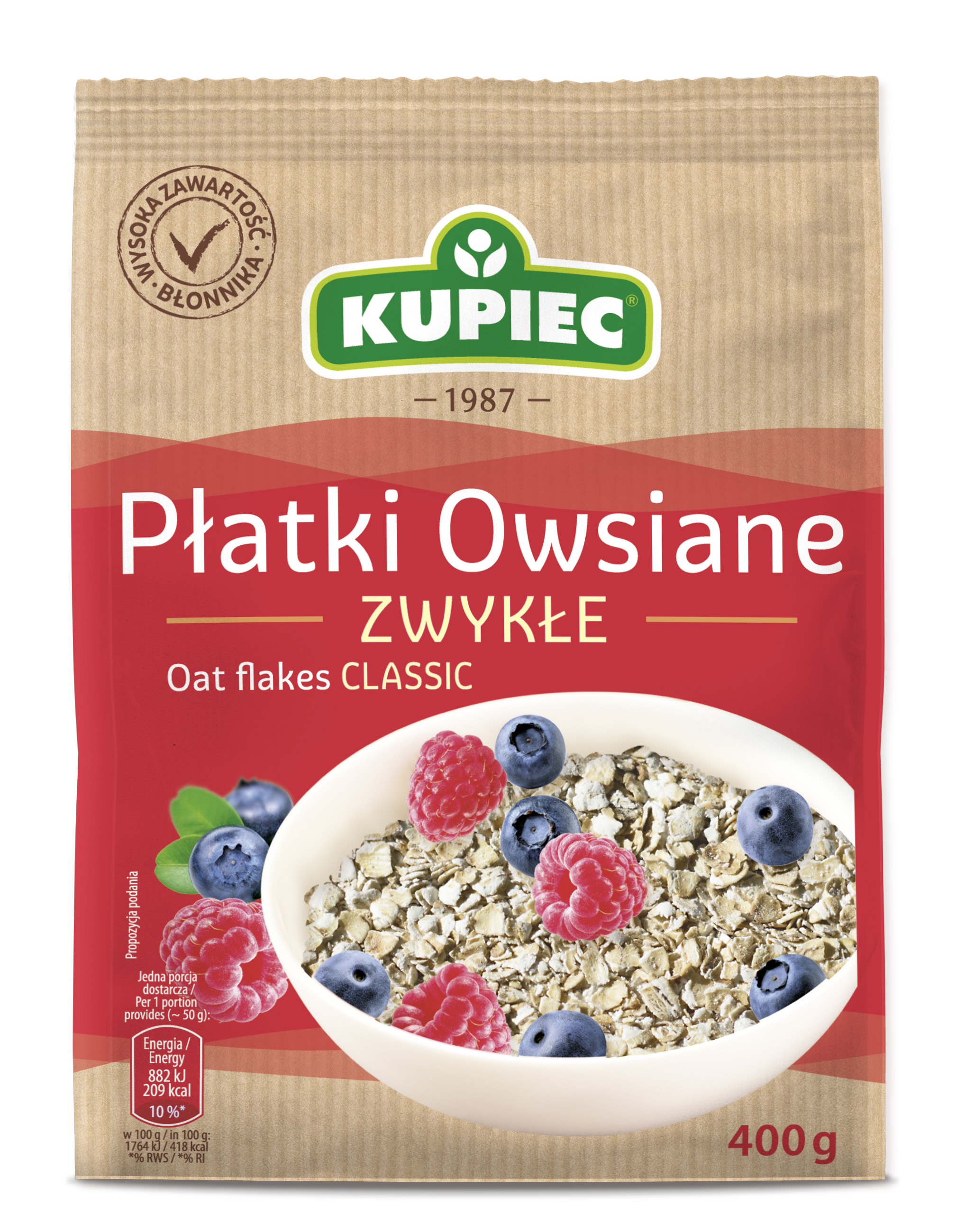 Kupiec Płatki Owsiane Zwykłe 400G