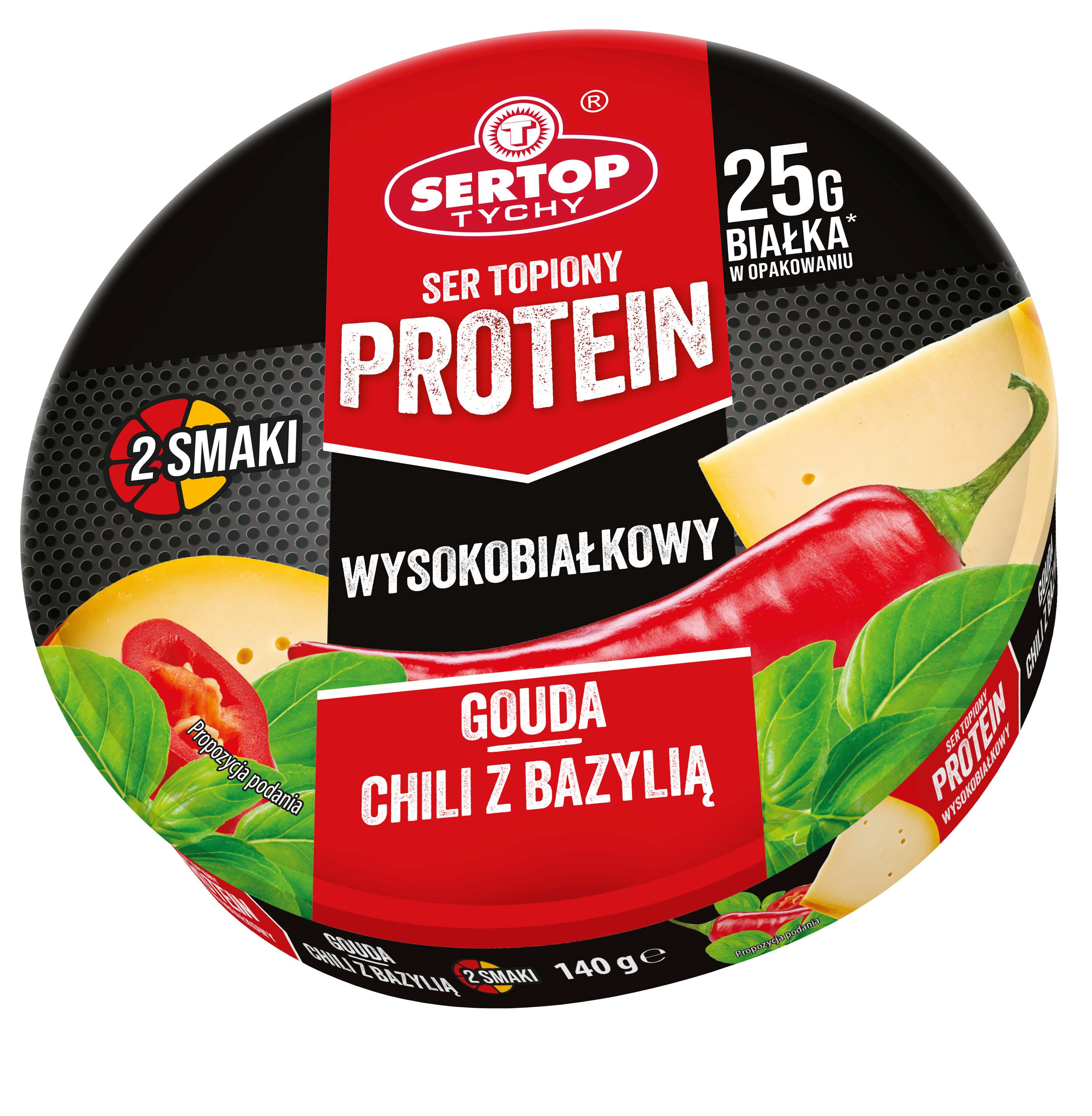 Ser Topiony Gouda/ Chili Z Bazylią Protein Krążek 140 G Sertop