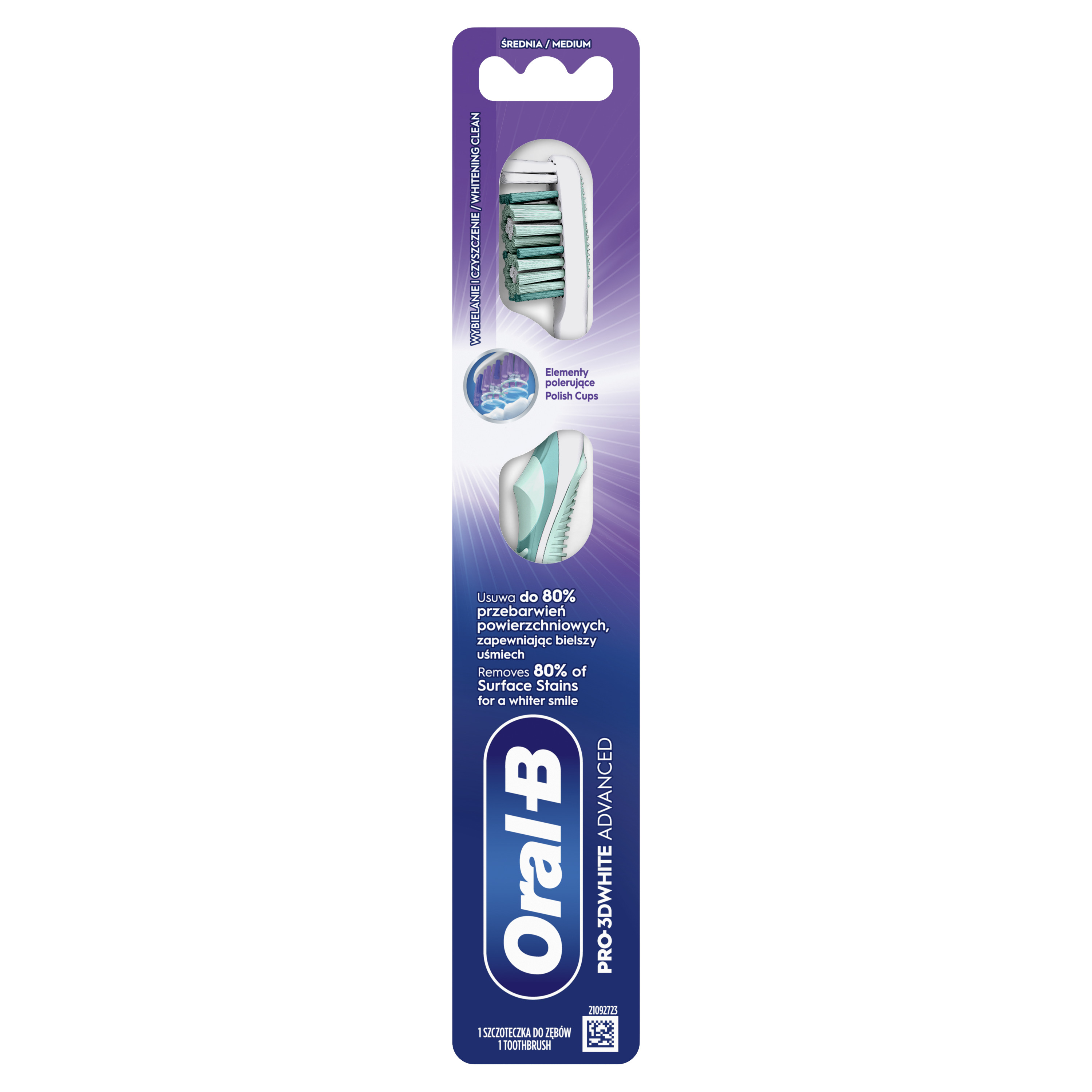 Oral-B Pro-3Dwhite Advanced Szczoteczka Do Zębów, Średnia, 1 Sztuka