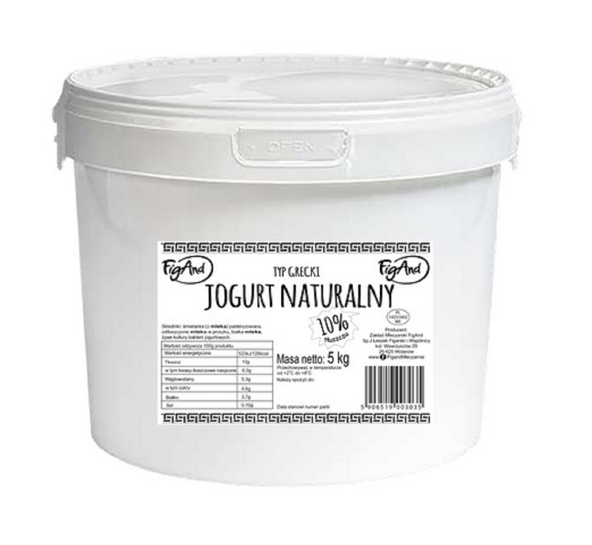 Jogurt Grecki 10% Wiadro 5 Kg Figand