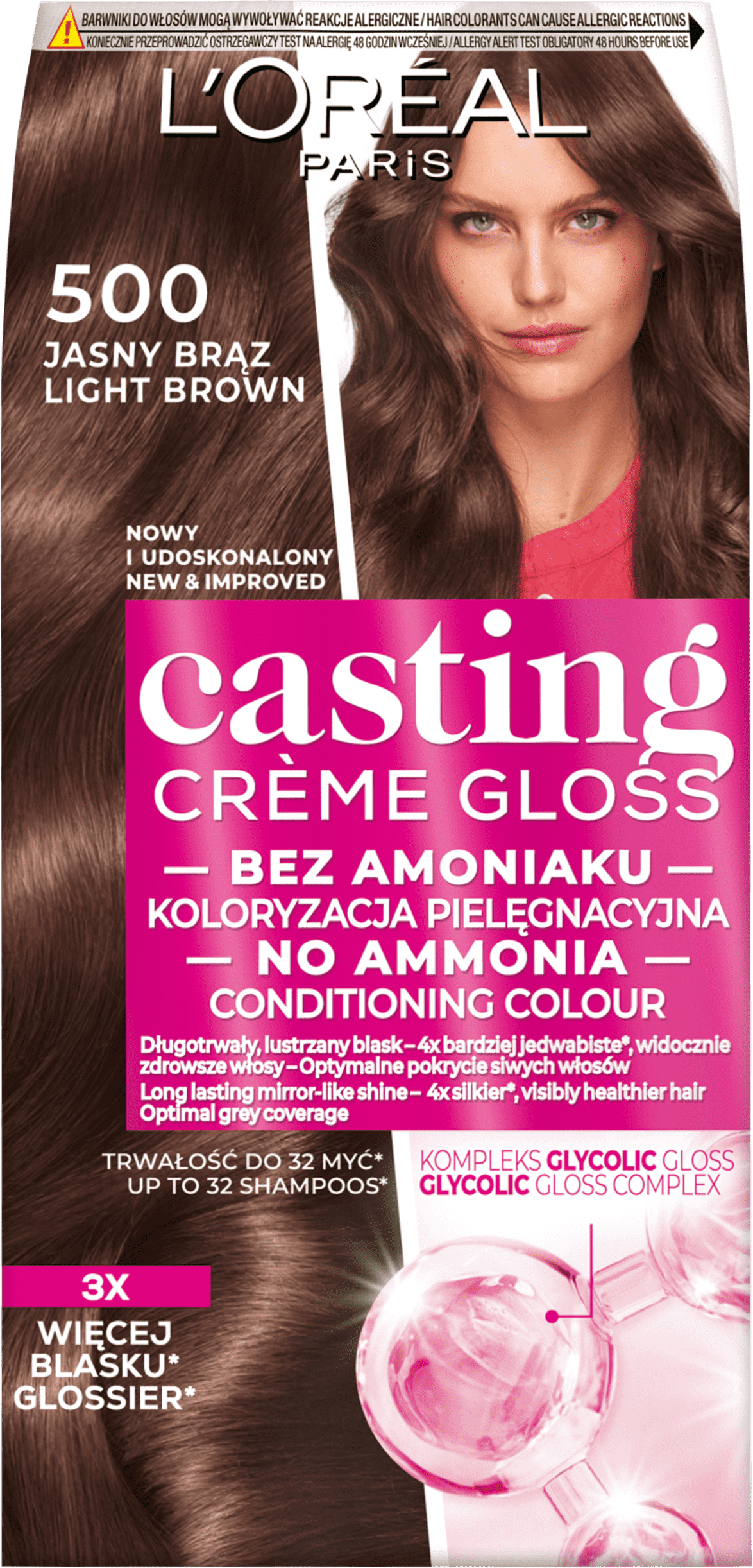 L'Oréal Paris Casting Crème Gloss Farba Do Włosów 500 Jasny Brąz 180 Ml