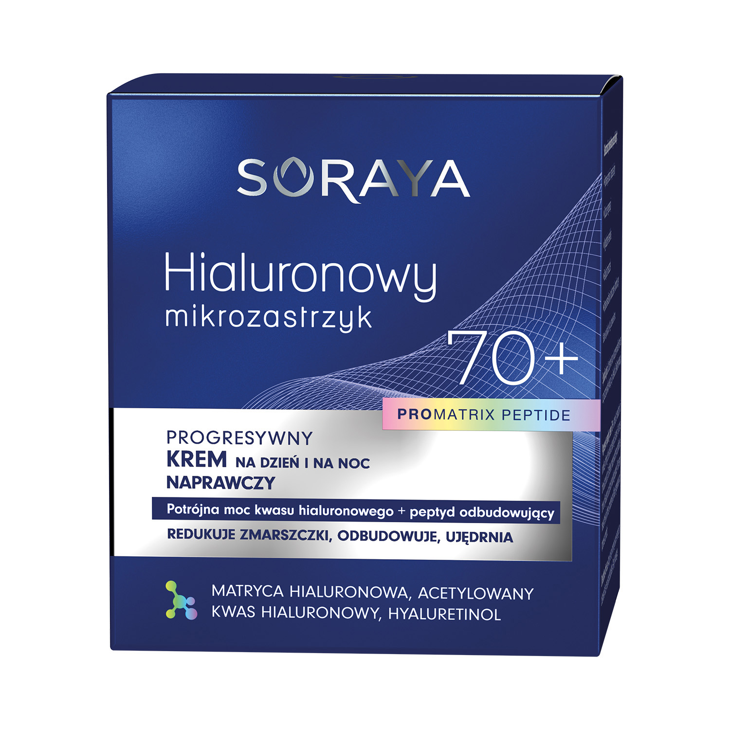 Soraya Krem Naprawczy Na Dzień I Na Noc 70+, 50 Ml Hialuronowy Mikrozastrzyk Promatrix Peptide