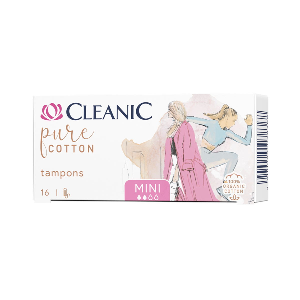 Cleanic Pure Cotton Tampony Mini 16 Szt. (100% Bawełna Organiczna)