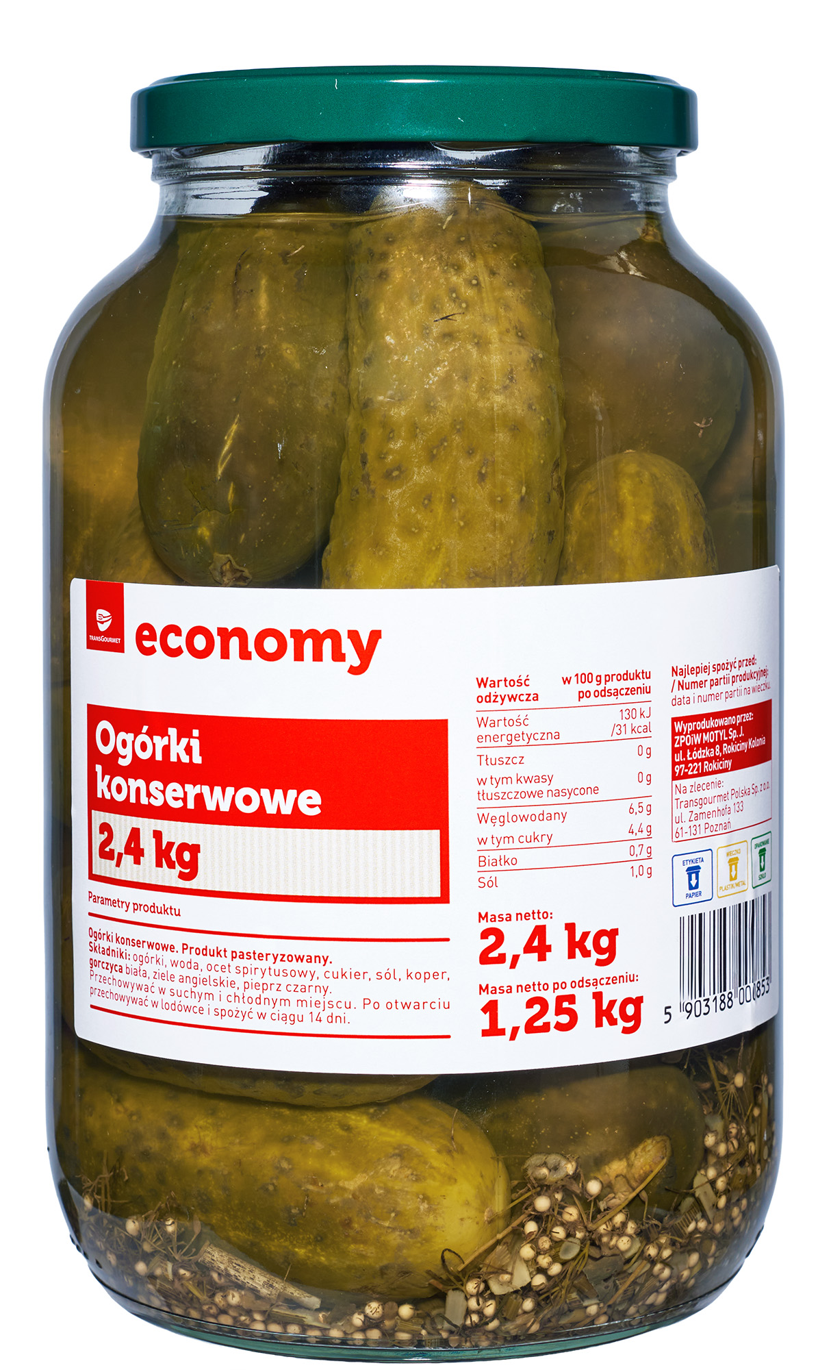 Tge Ogórki Konserwowe 2,4 Kg