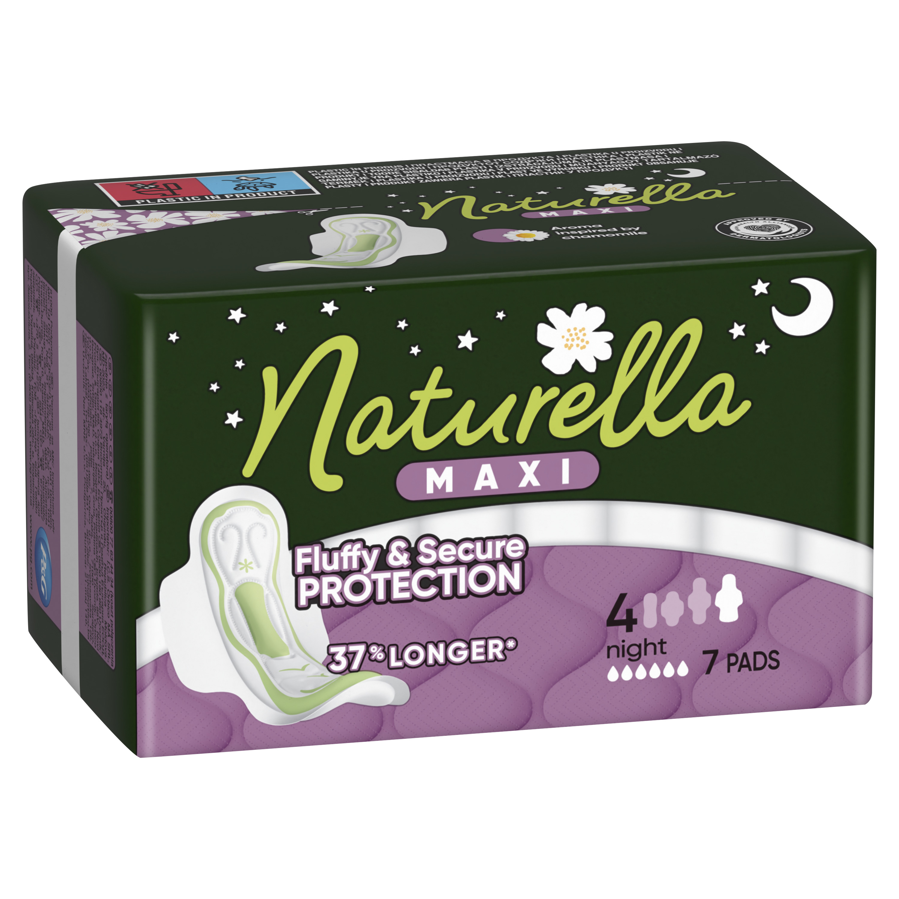 Naturella Maxi Podpaski Night Ze Skrzydełkami, Rozmiar 4, 7 Sztuk