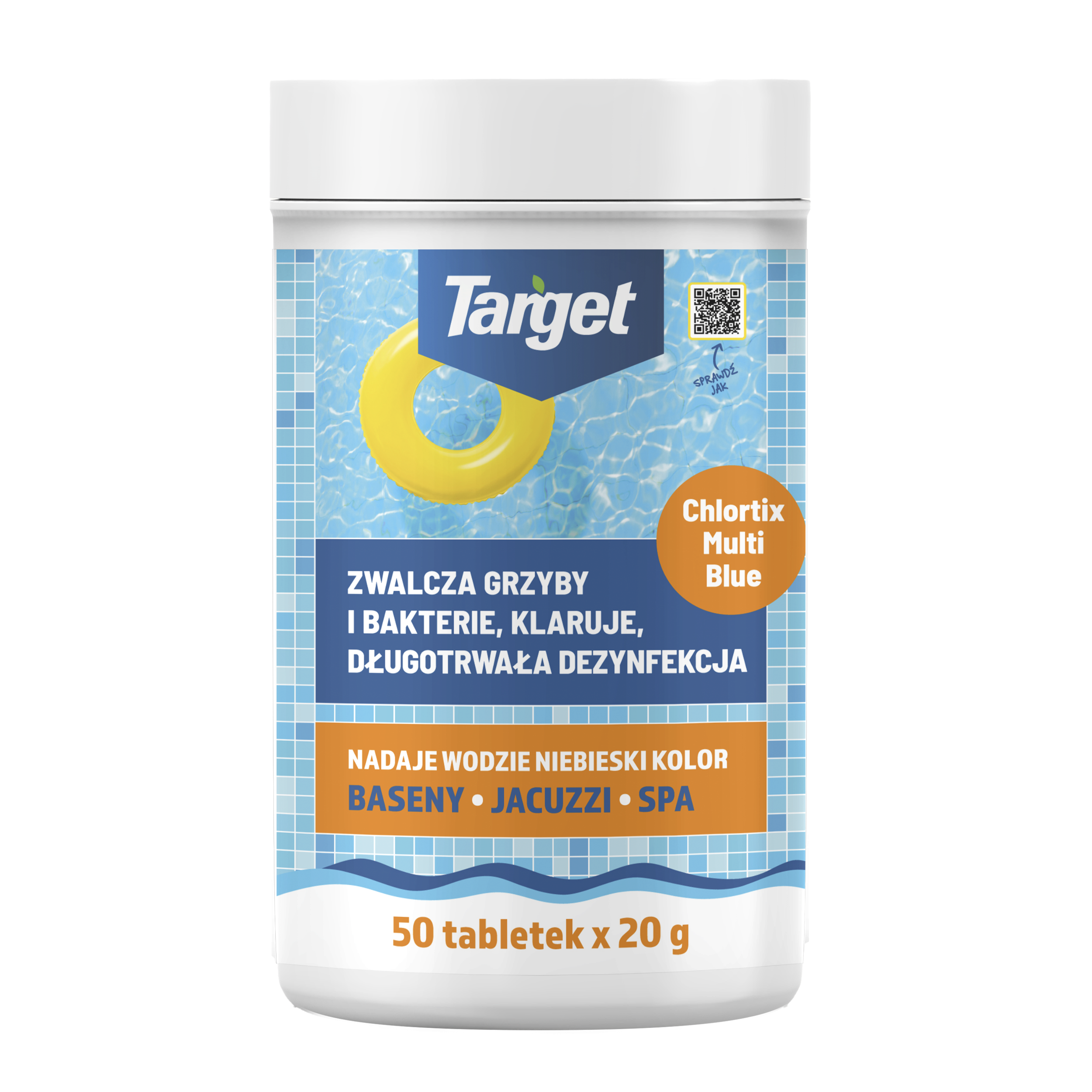 Środek Zwalczający Glony I Dezynfekujący Wode Basenową Chlortix Multi Blue (50 X 20 Gr) 1 Kg