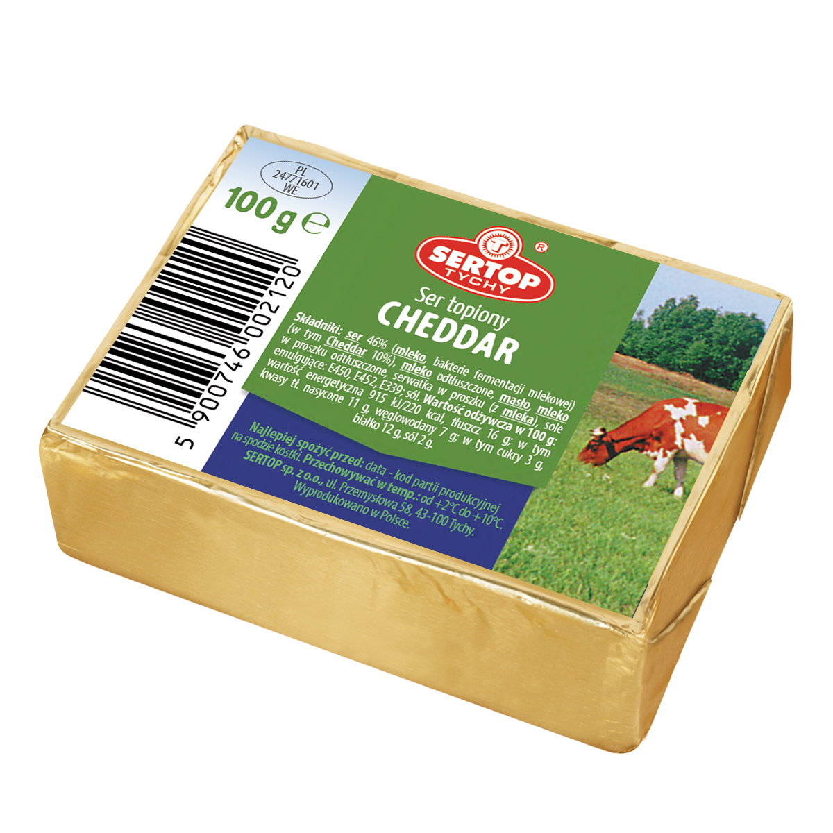 Ser Topiony Cheddar Kostka Sertop 100 G