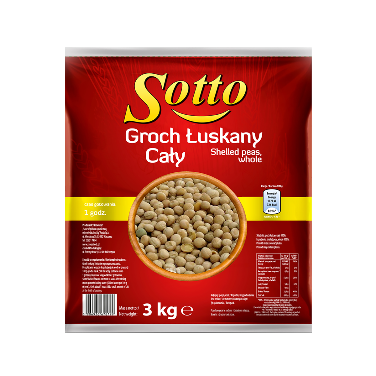 Sotto Groch Łuskany Cały 3Kg