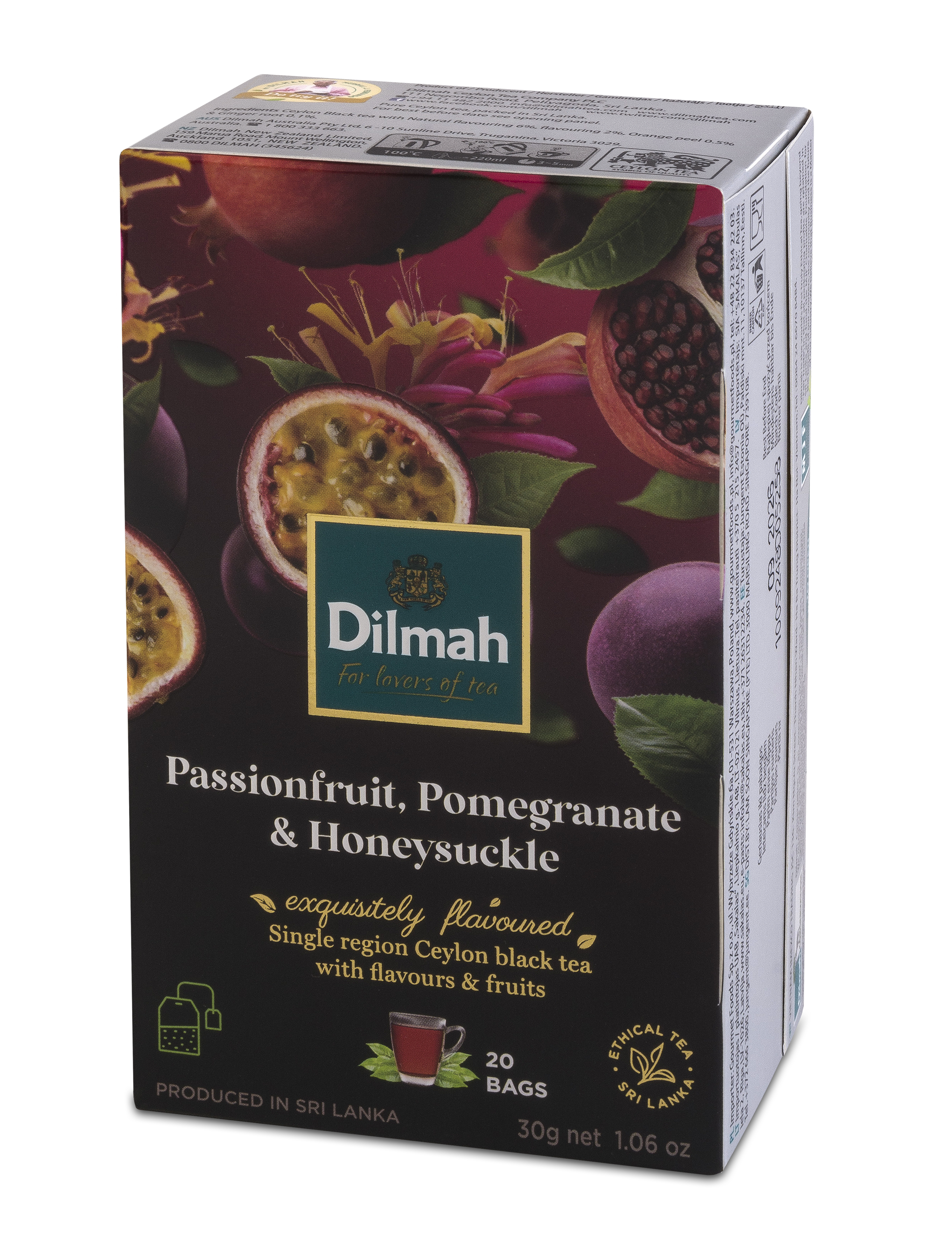 Dilmah Passion Fruit Pomegranate & Honeysuckle Flavoured Black Tea 20X1,5 G