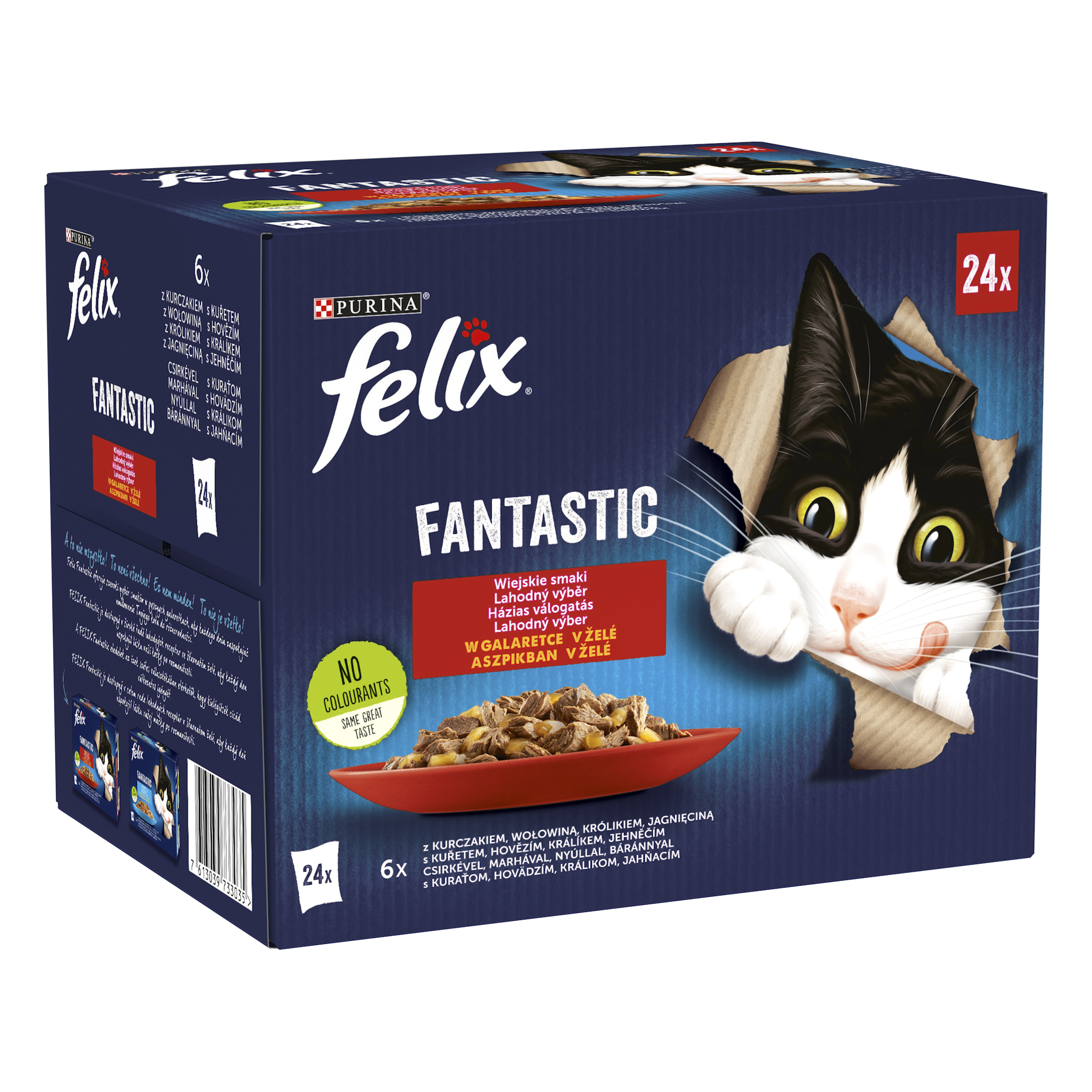 Felix Fantastic Kurczak, Wołowina, Królik, Jagnięcina 24X85G = 2,04 Kg