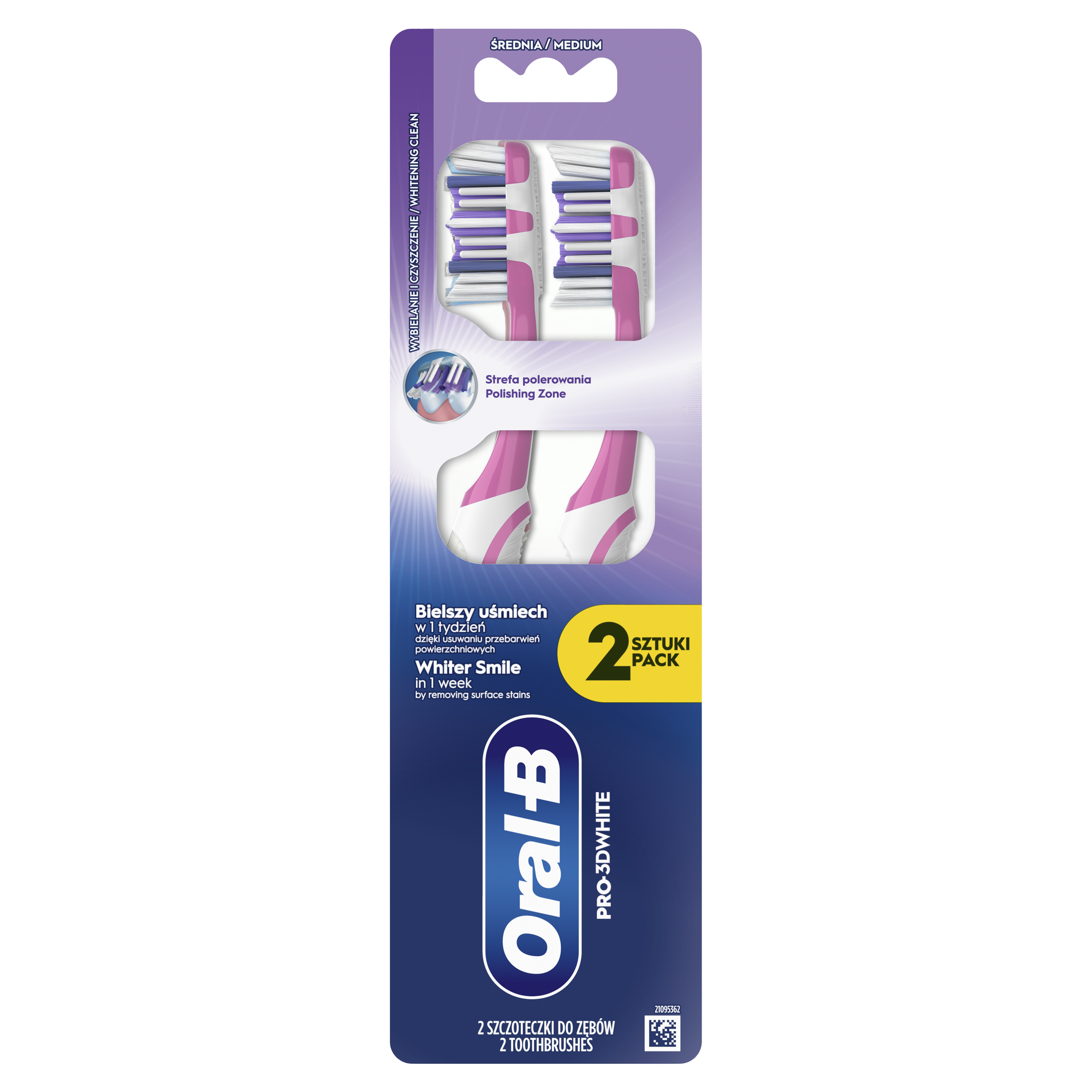 Oral-B Pro-3Dwhite Szczoteczka Do Zębów, Średnia Twardość, 2 Sztuki