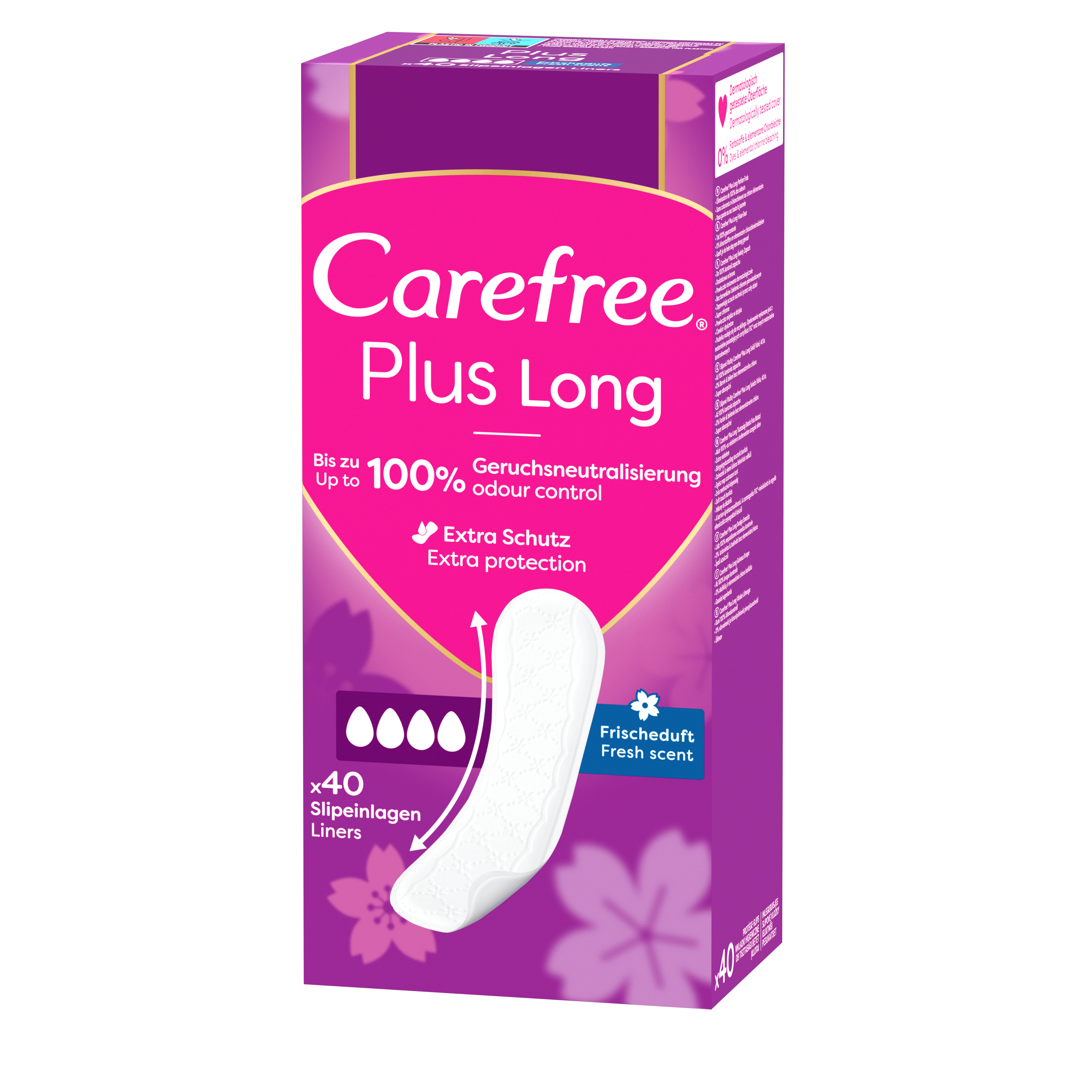 Carefree Plus Long Fresh Scent, Wkładki Higieniczne 40 Szt.