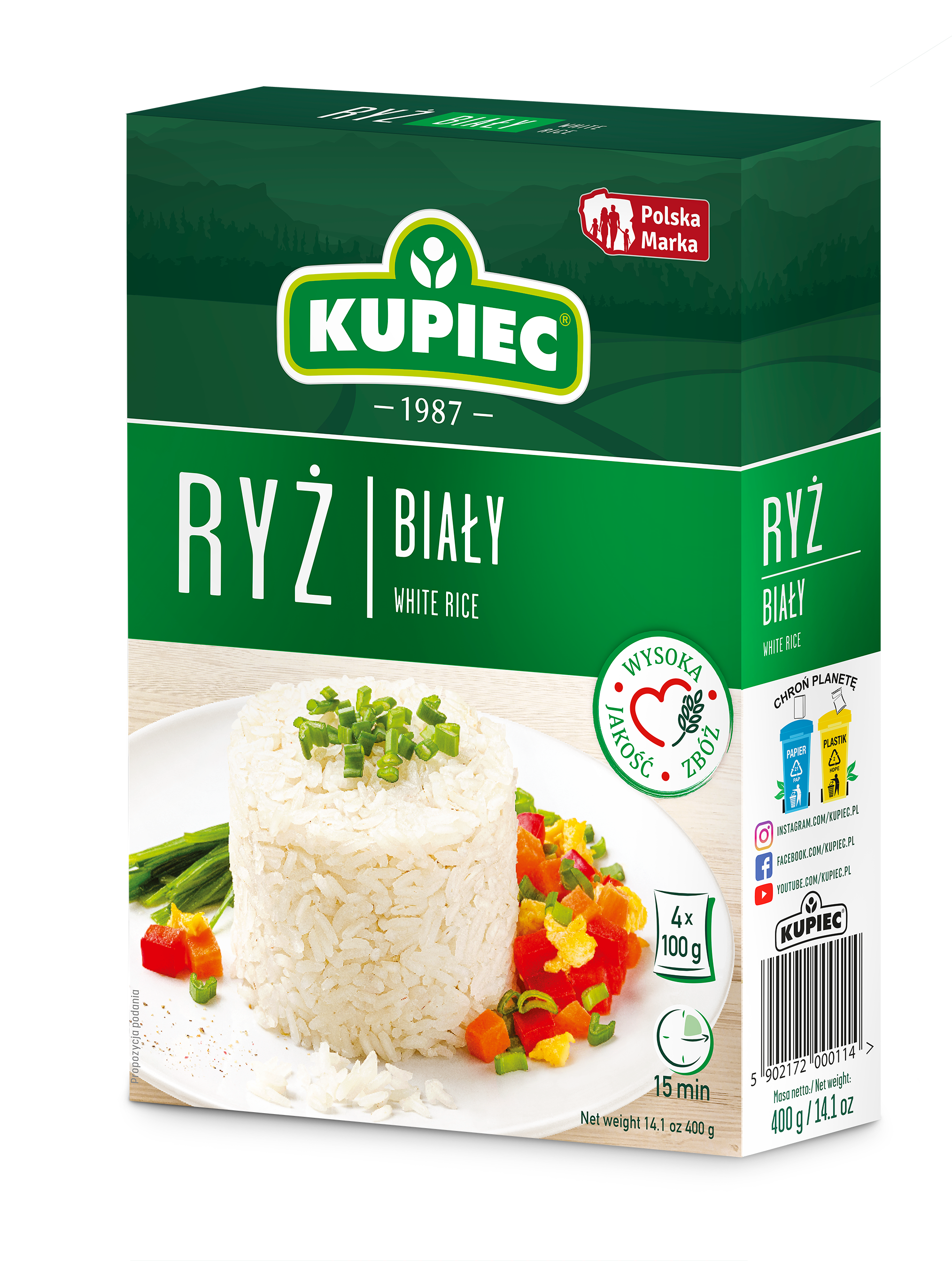 Kupiec Ryż Biały 4X100 G