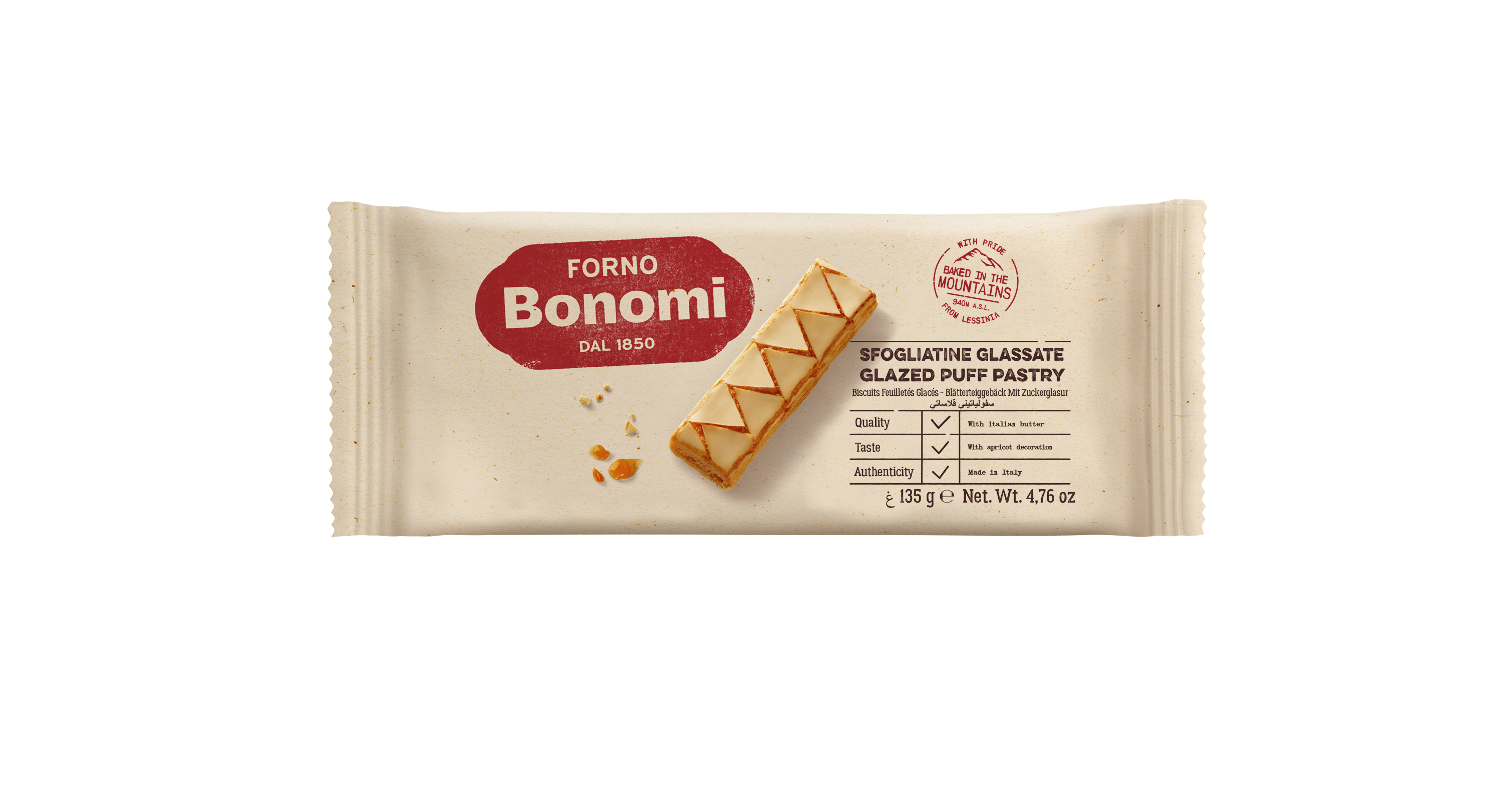 Bonomi Kruche Ciasteczka Z Ciasta Francuskiego Z Polewą 135G
