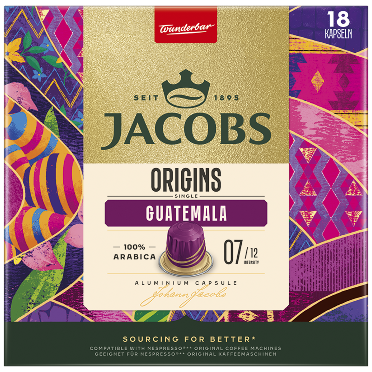 Kapsułki Jacobs Origins Guatemala, Intensywność 7 - 18 Sztuk, 100% Arabica, Do Ekspresów Nespresso® Original*