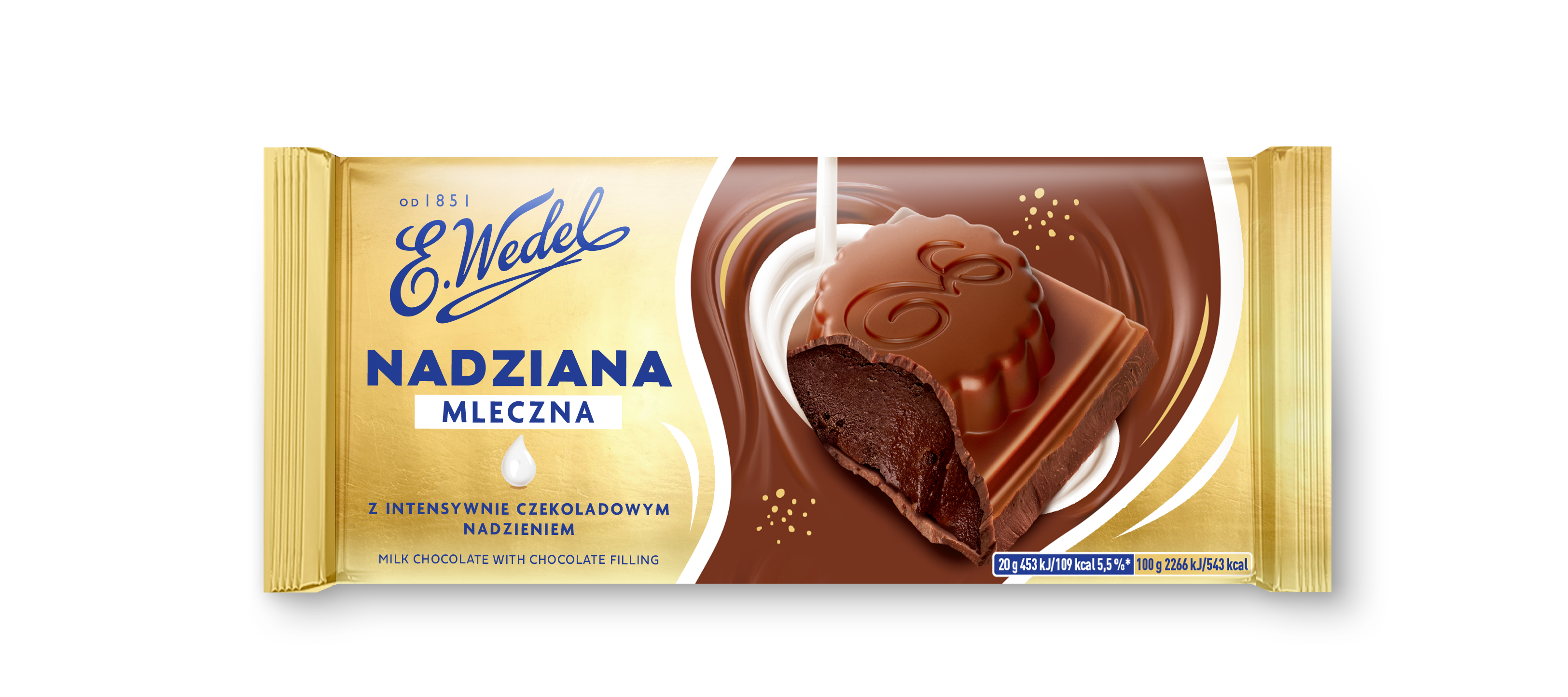 E. Wedel Czekolada Mleczna Z Czekoladowym Nadzieniem 100G