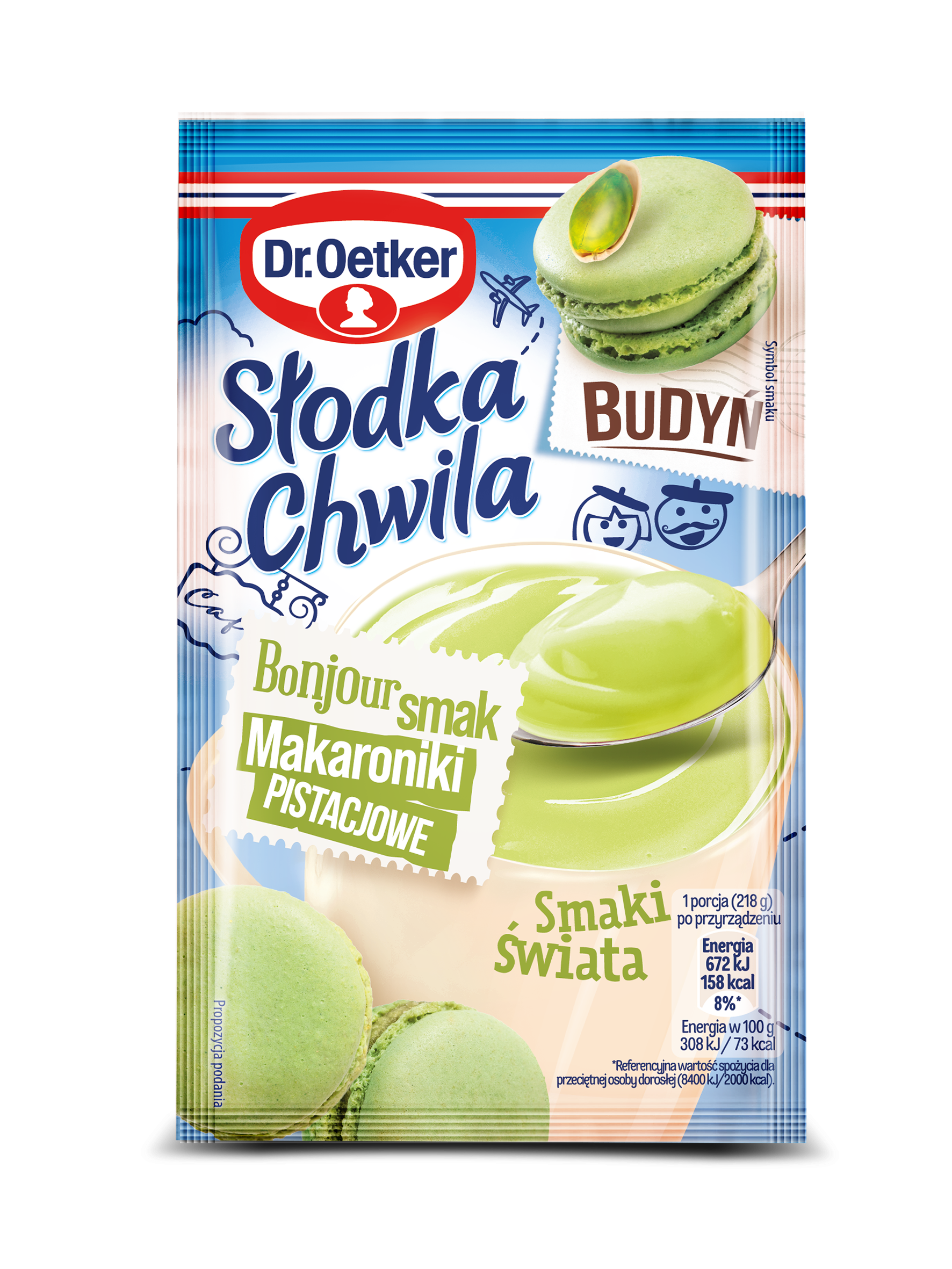 Dr. Oetker Słodka Chwila Budyń Smak Makaroniki Pistacjowe 43 G