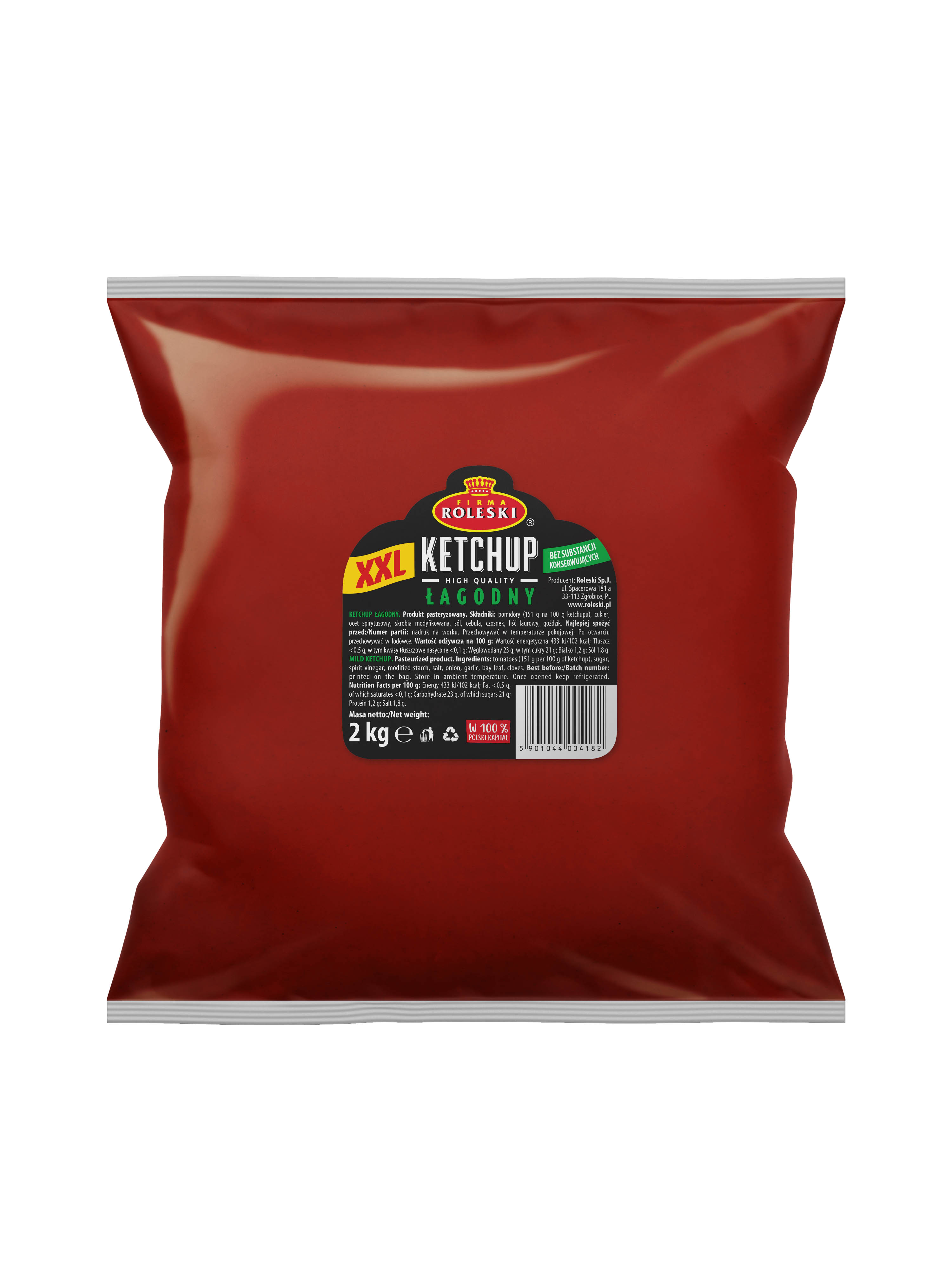 Roleski Ketchup Łagodny 2Kg
